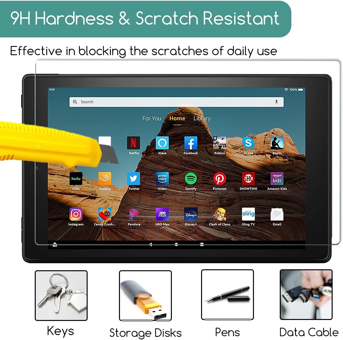 Tempered Glass Screen Protector for Amazon Fire HD 10 Tablet 10.1″ (7th / 9th Ge