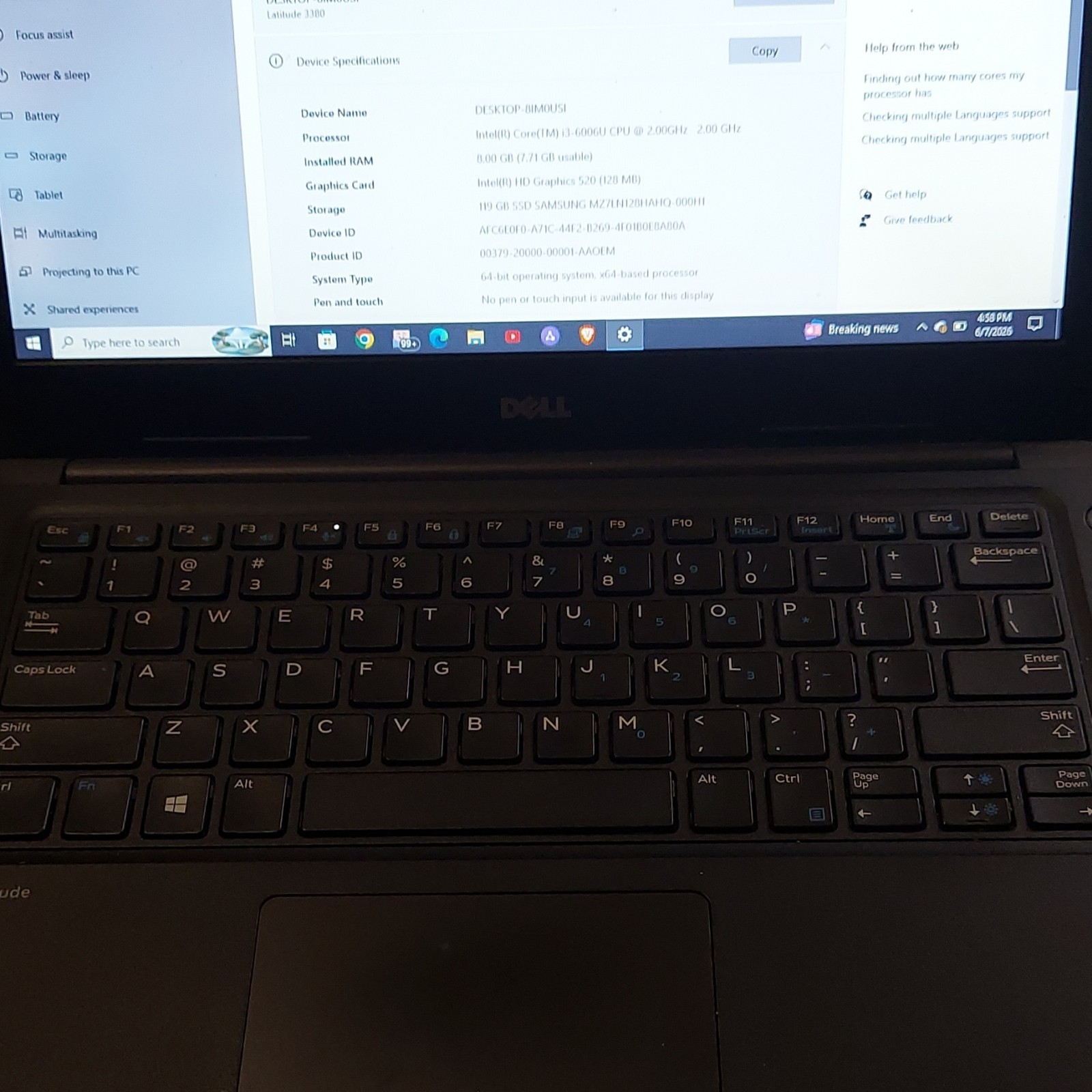 Dell Latitude 3380 13in Core i3 2.00GHz 8GB 128GB SSD Win10 Black