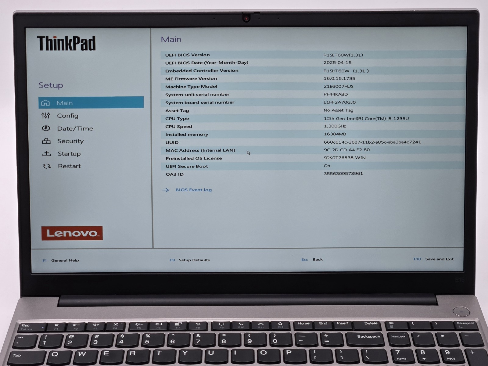 Lenovo ThinkPad E15 Gen 4 15″ FHD I5-1235U 512GB SSD 16GB W11P Webcam