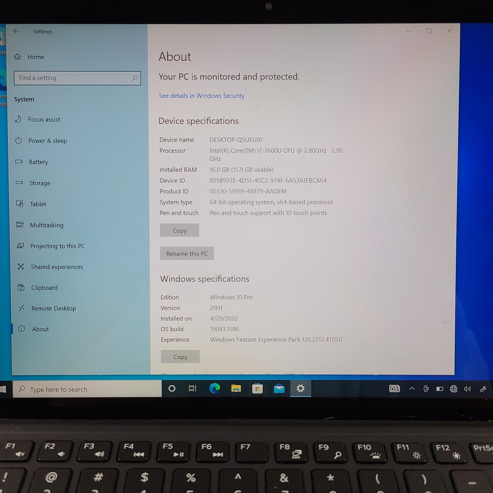 Dell Latitude 5285 Tablet with Intel i7-7600U, 16GB RAM, 256GB SSD READ
