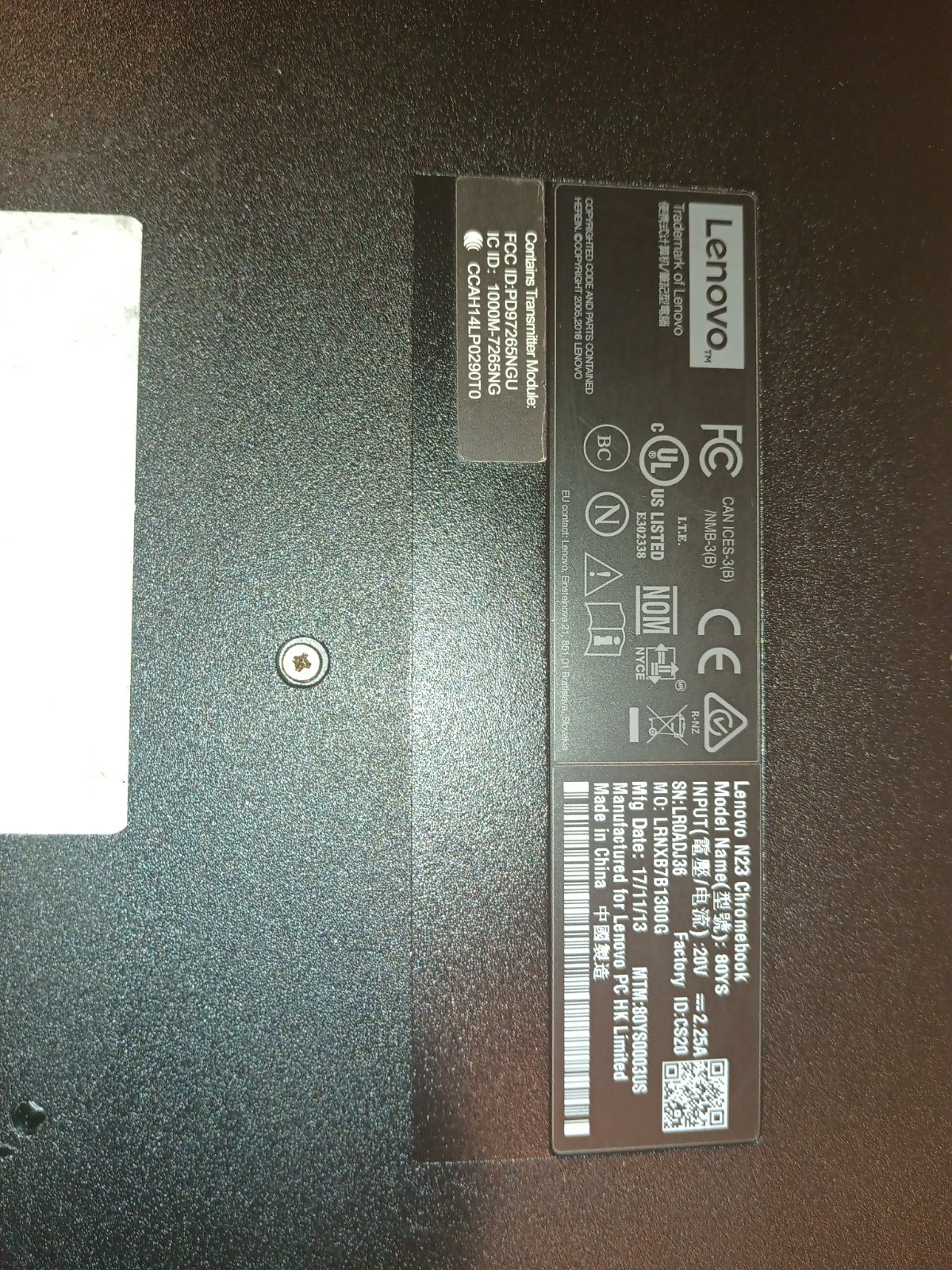 Lenovo N23 Chromebook Intel Celeron 1.60 GHz 4GB Ram 16GB with Charger