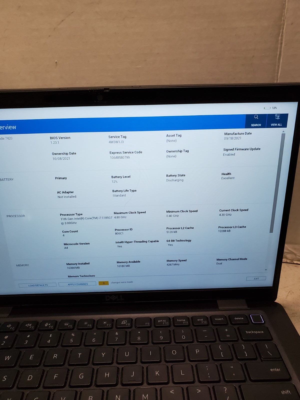 Dell Latitude 7420 14″ i7-1185G7 3.00GHz 16GB RAM 256GB SSD Win11 READ #69