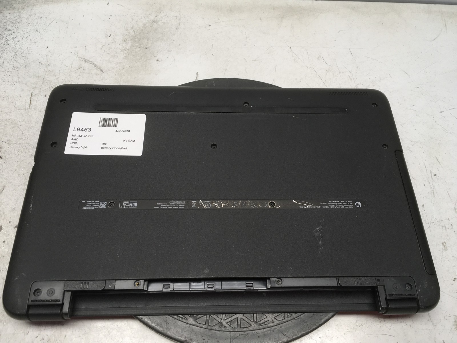 HP 15Z-BA000 AMD A6 No RAM NO HDD No Batt