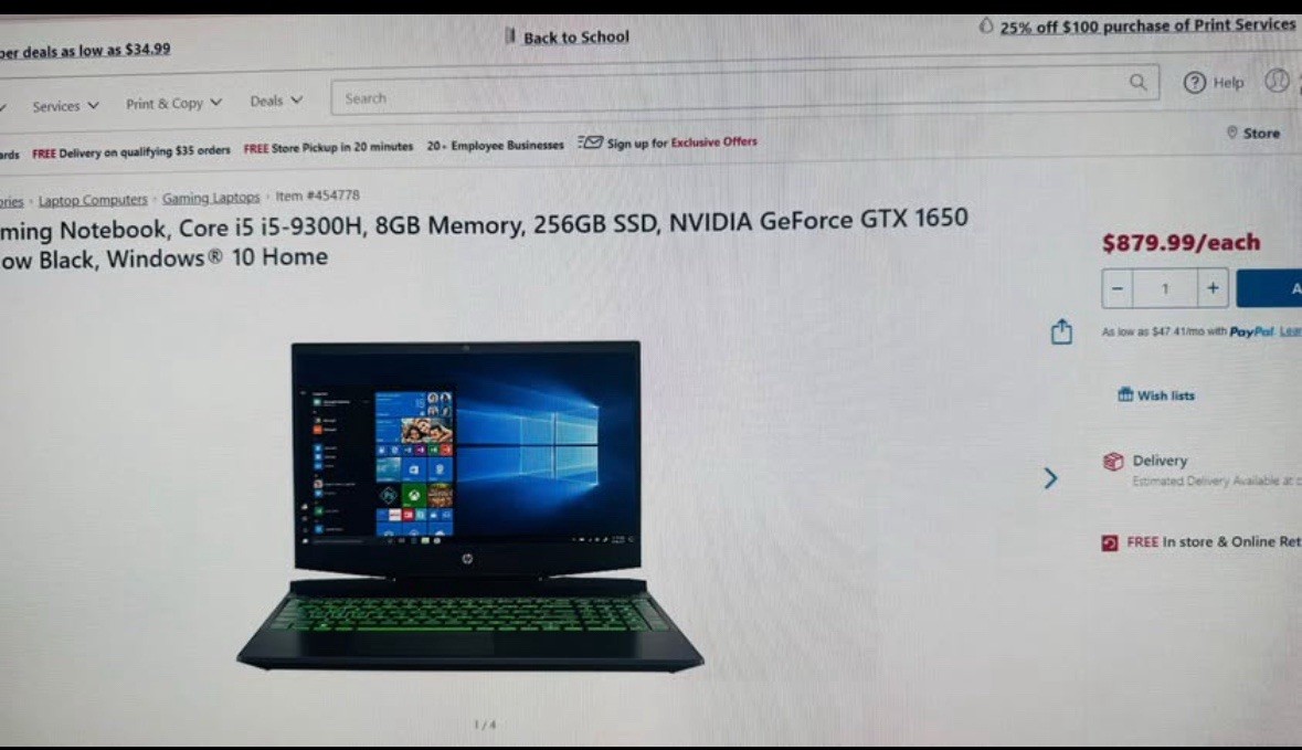 HP Pavilion 15.6 inch (256GB, Intel Core i5 9th Gen 2.40GHz, 8GB) Gaming Laptop