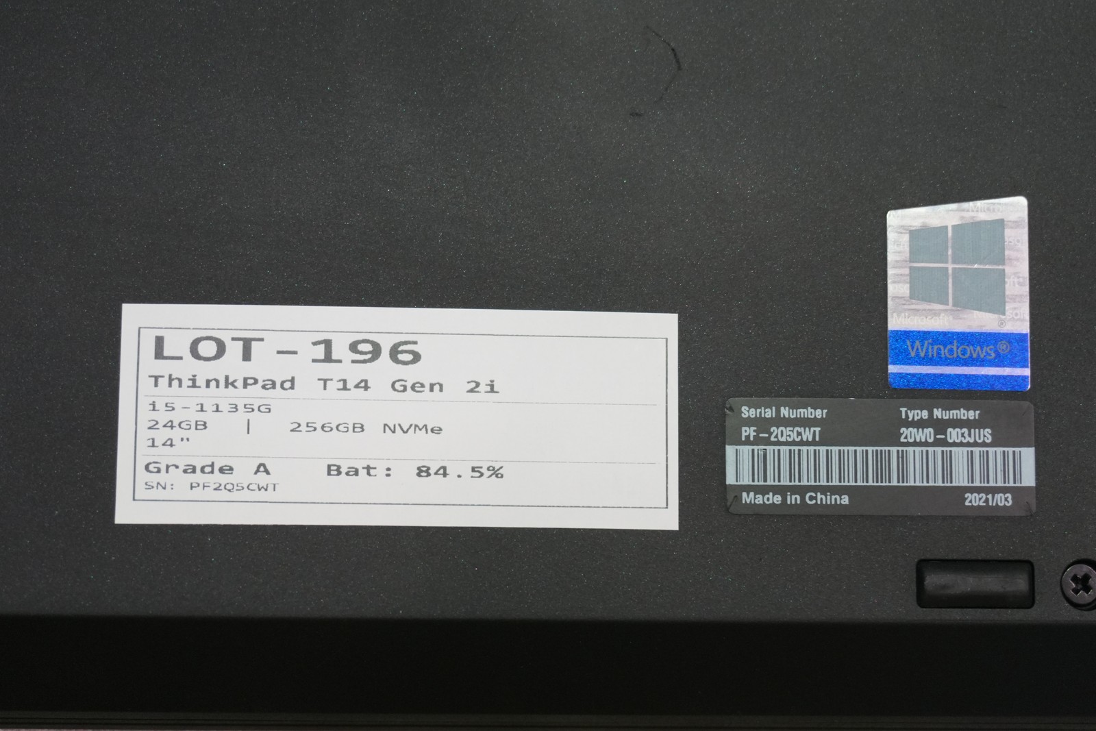 Lenovo ThinkPad T14 Gen 2i i5-1135G7 24GB 256GB Wi-Fi 6E 14in Win11 Pro READ