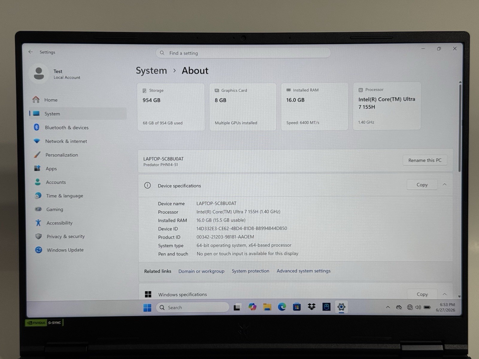 Acer Predator Helios Neo 14 QHD+ 120Hz Ultra 7 155H 16GB RAM / 1TB SSD RTX 4070