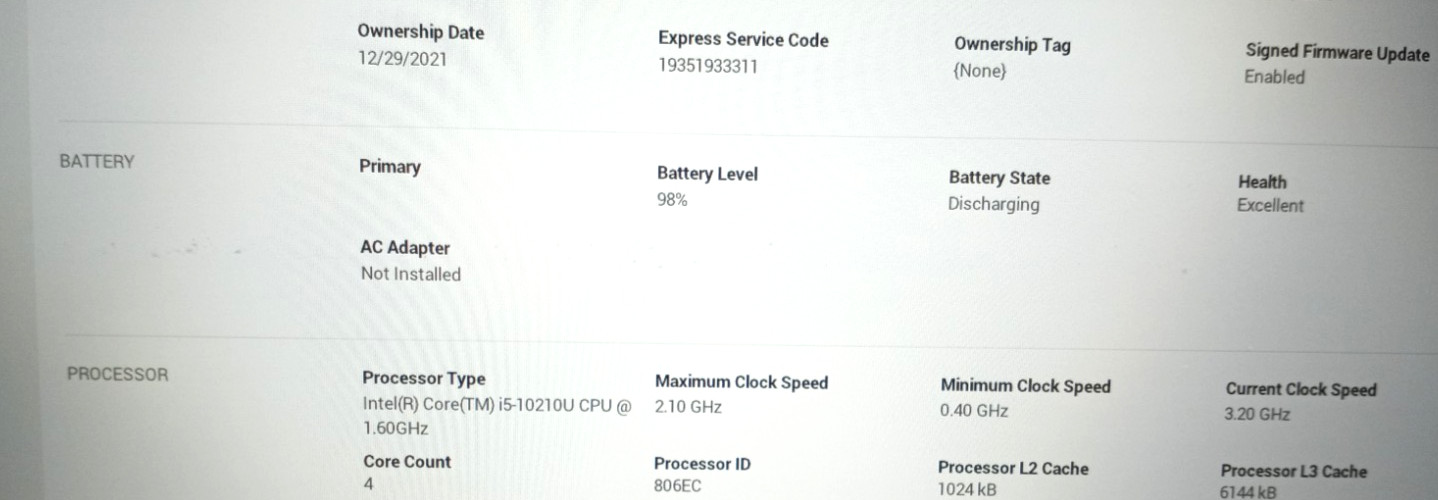 Dell Latitude 3510 15.6″FHD i5-10210U@1.6GHZ 8GB/256GB NVMe Win 11 Pro WH720*!