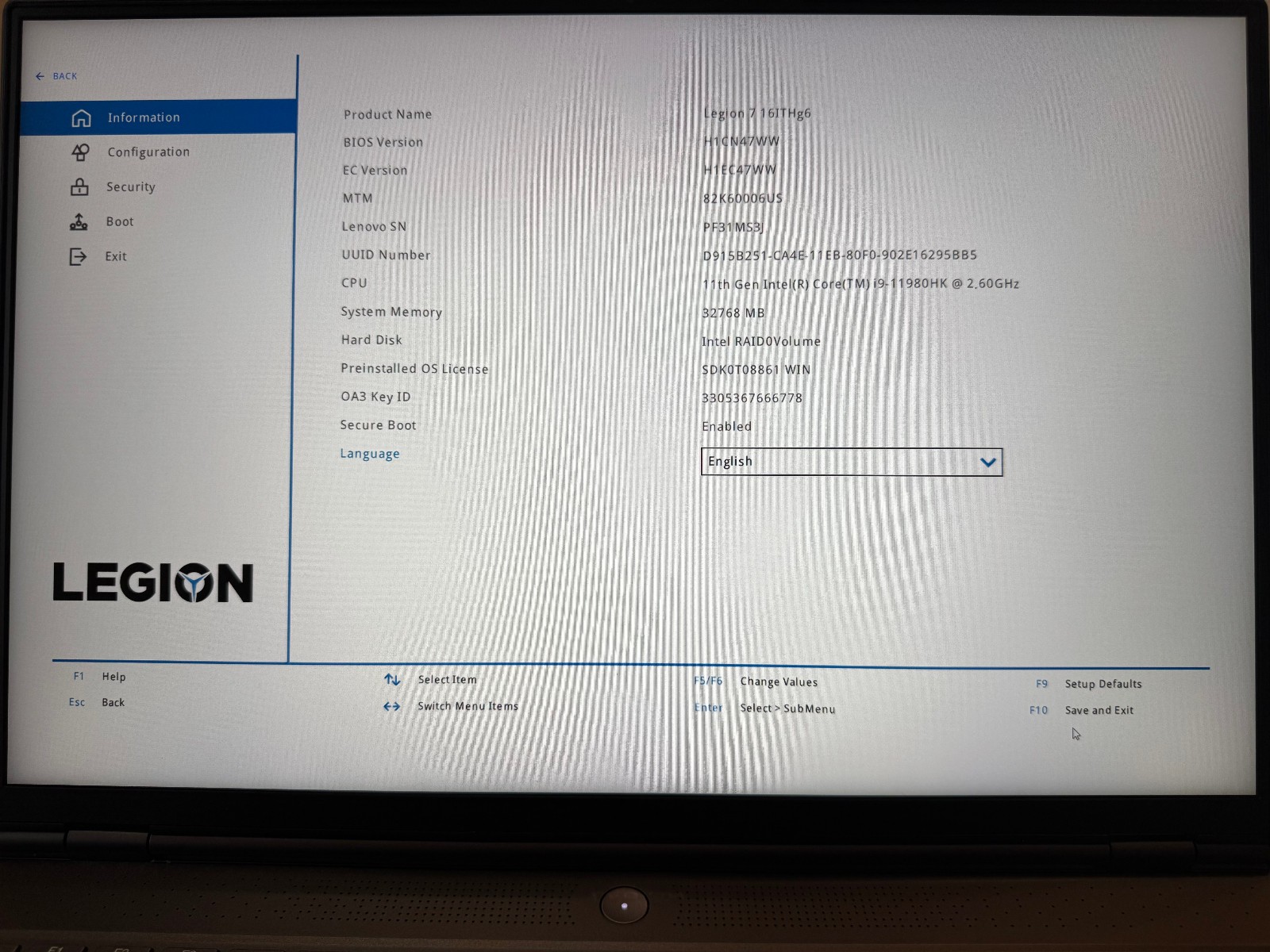 Lenovo Legion 7i Gray 165Hz QHD+ i9-11980HK 2.60GHz 32GB 2TB SSD RTX 3080 16GB
