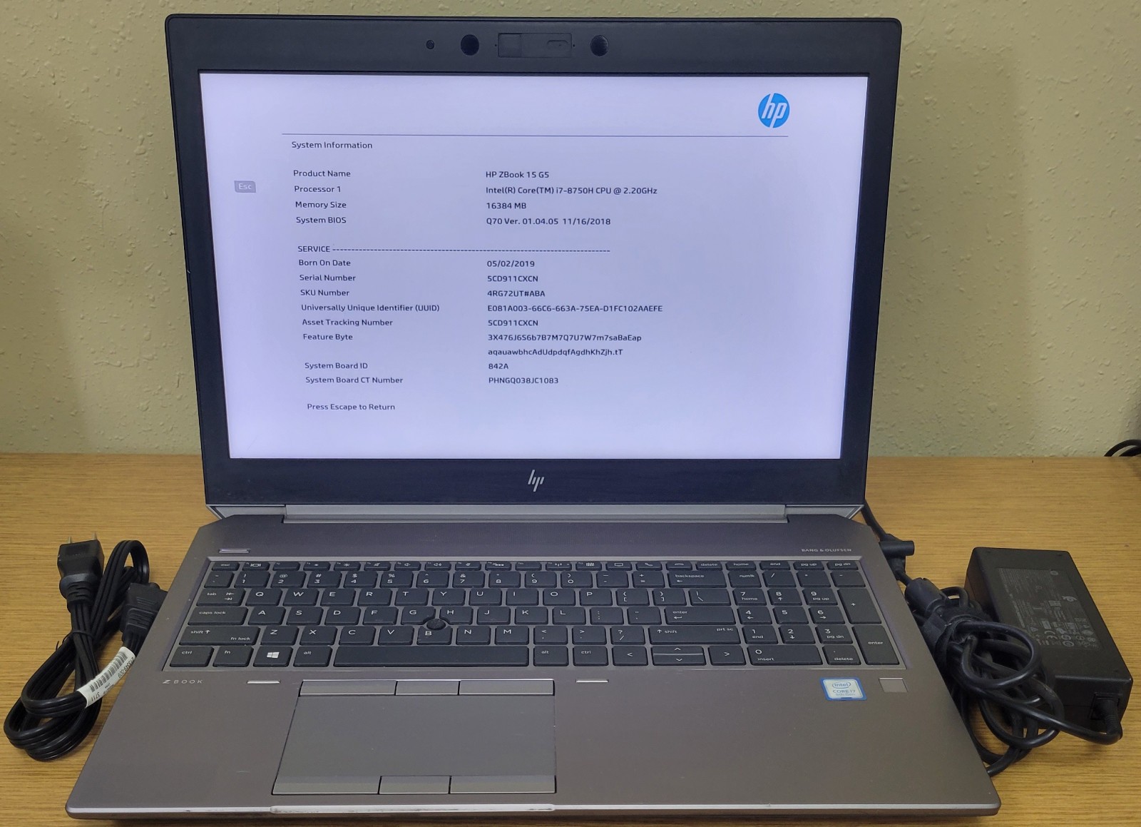 HP ZBook 15 G5 i7-8750H 2.2GHz 16GB 256GB NVMe Quadro P2000 No OS/HDD