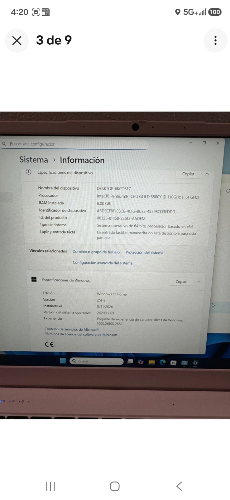 Pink 15.6″ Laptop Intel Pentium Gold 6500Y 8GB RAM 238GB SSD Win 11