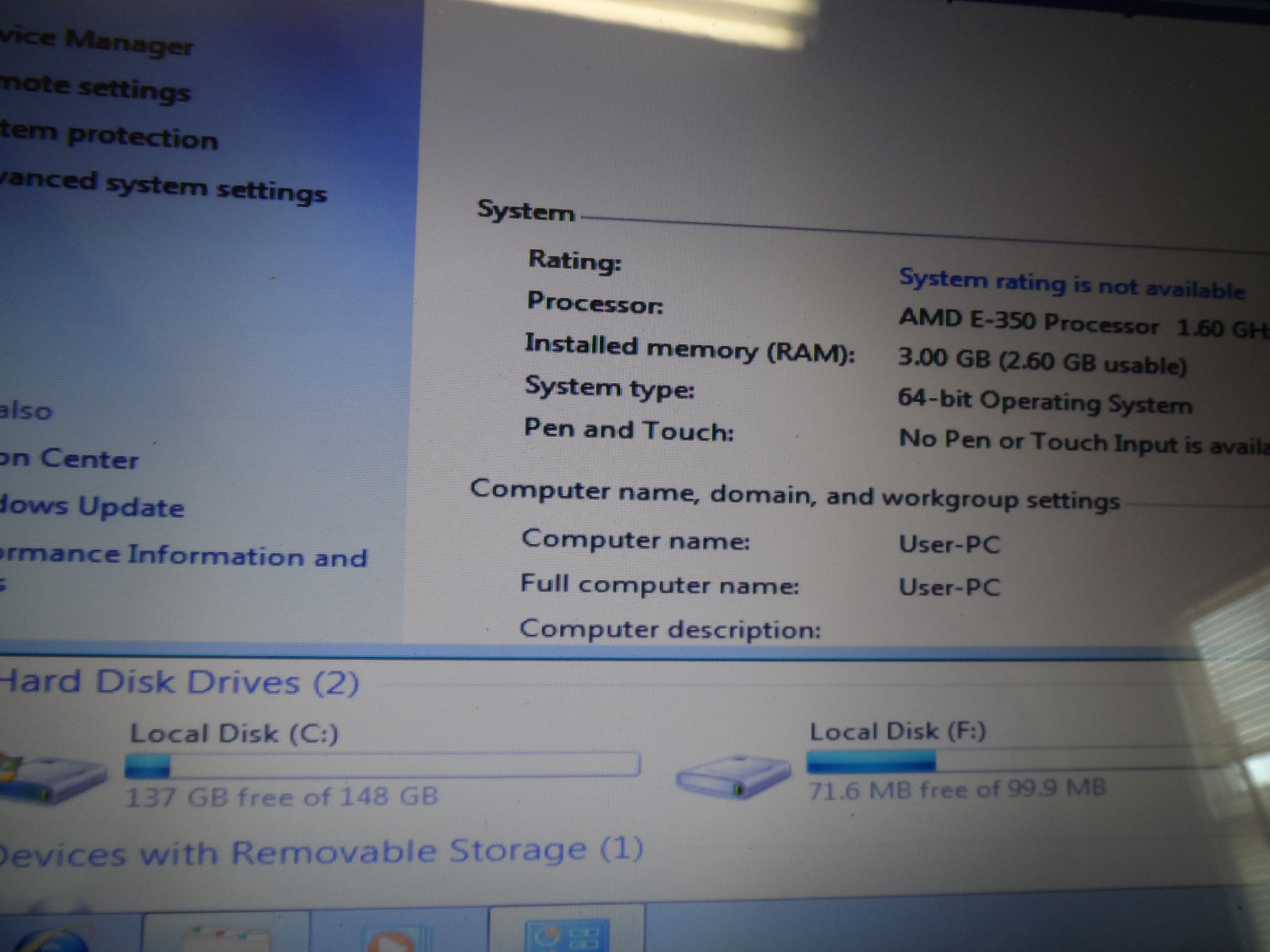 Genuine HP Pavillion 15.6″ Laptop Complete Win 7 1.6GHz 3GB RAM 160GB HDD AS IS!