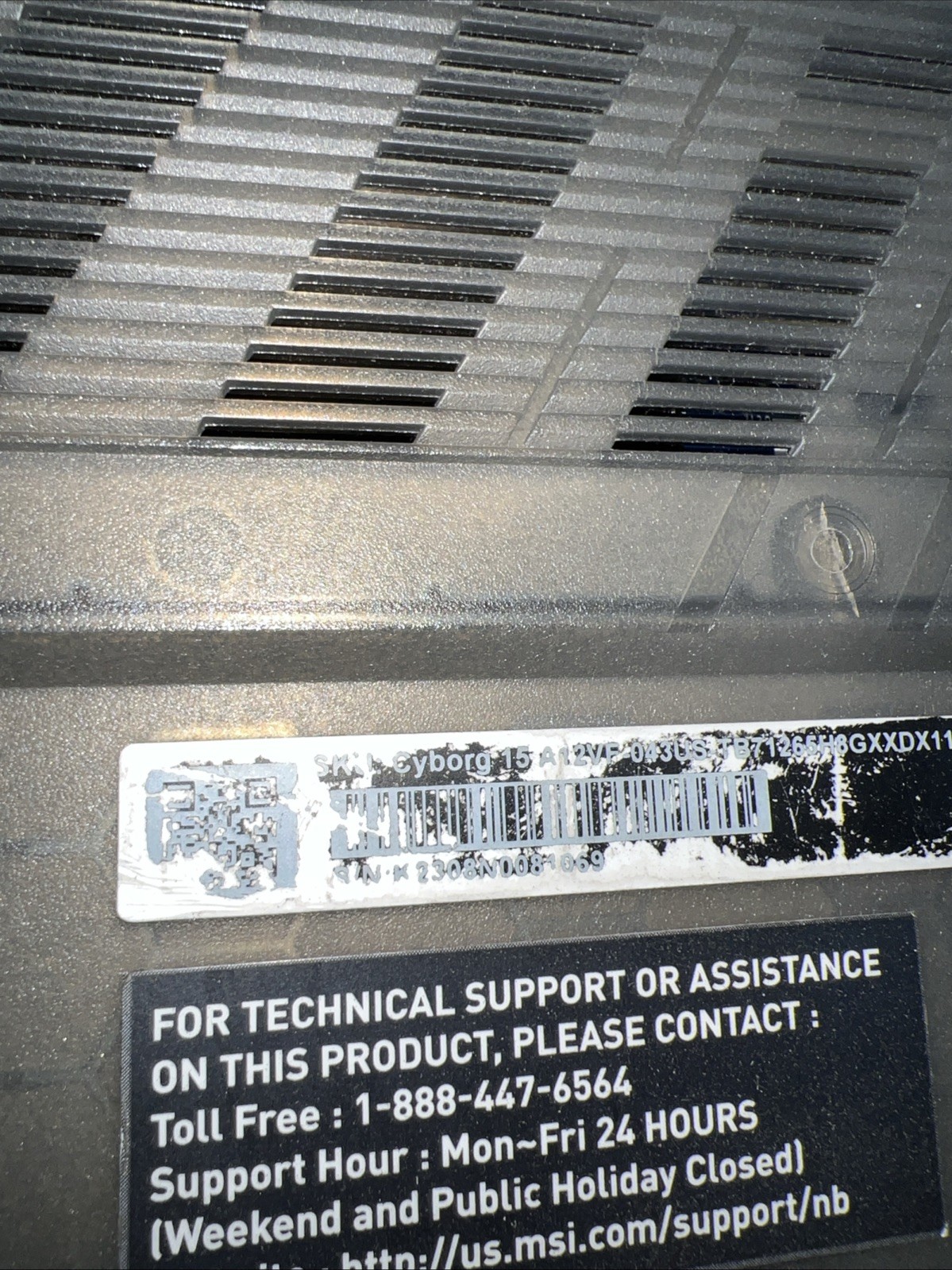 MSI CYBORG I5 A12V INTEL CORE I5 NO RAM **NO POWER ON **NO HD/ NO CADDIE/ NO OS