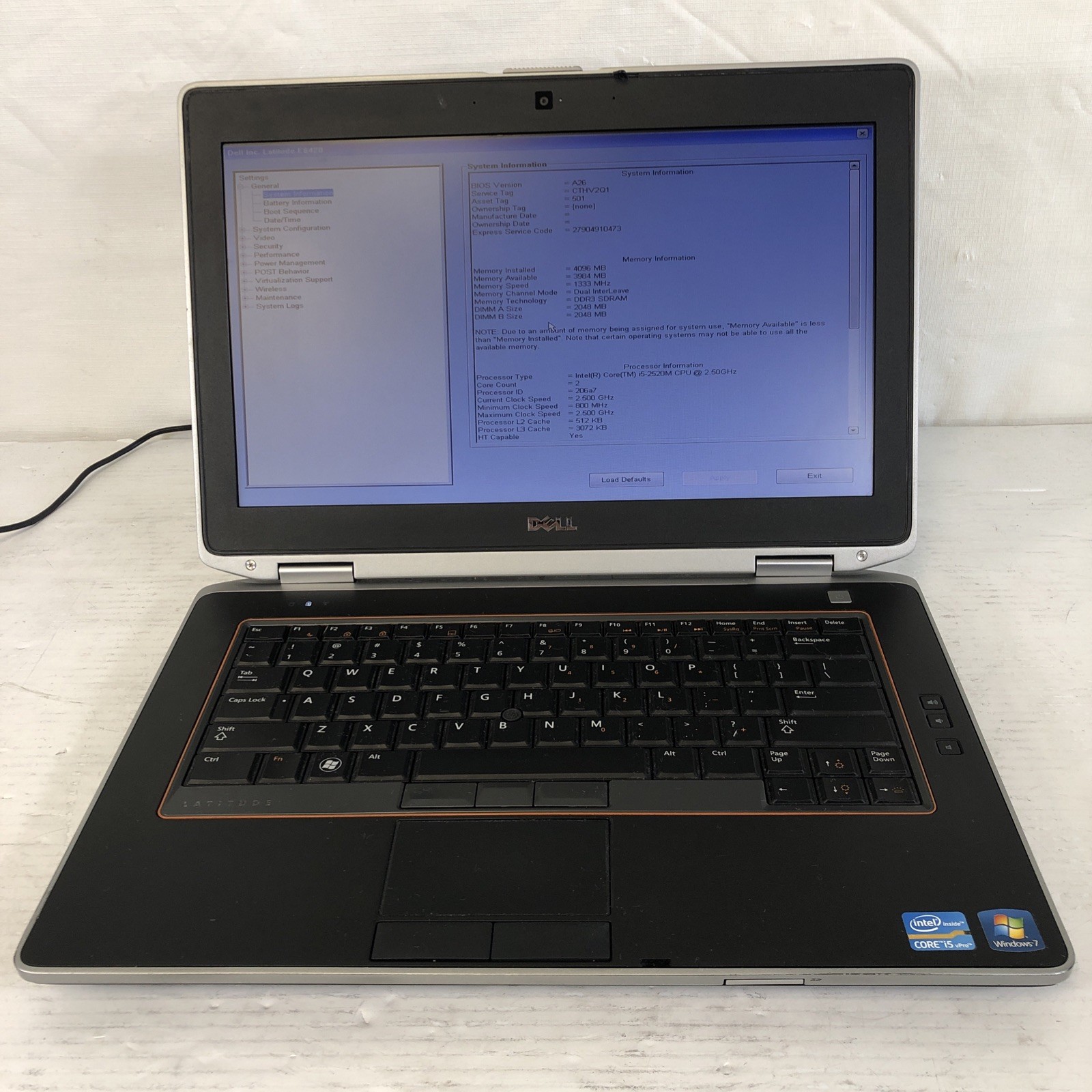 DELL LATITUDE E6420 Intel Core i5-2520M 2.50 GHZ + 4 GB No HD/OS/Battery – WORKS