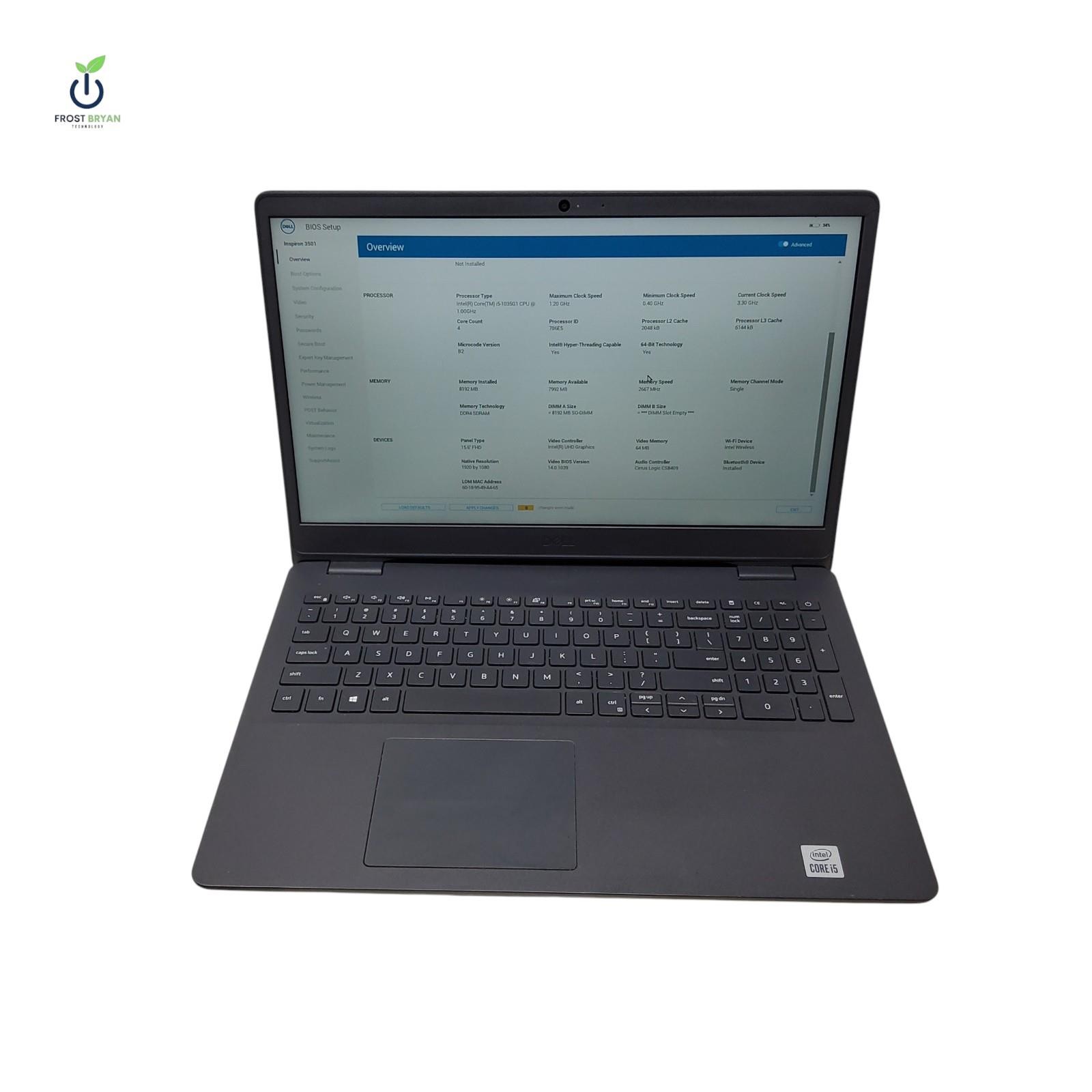 DELL INSPIRON 3501 Laptop i5-1035G1@1.00GHz 8GB 256GB No OS Grade C [READ]