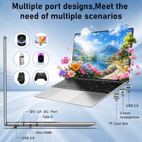 2026 Laptops Computer,15.6″ Windows 11 Pro Laptop 15.6 Inches Silver 256 GB