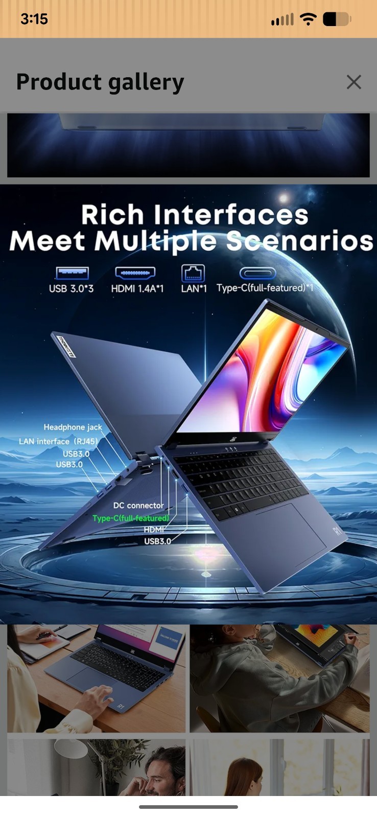 THEYETI 15.6″ 2-in-1 Touchscreen Laptop Intel i3-1215U 16GB 1TB SSD Windows 11