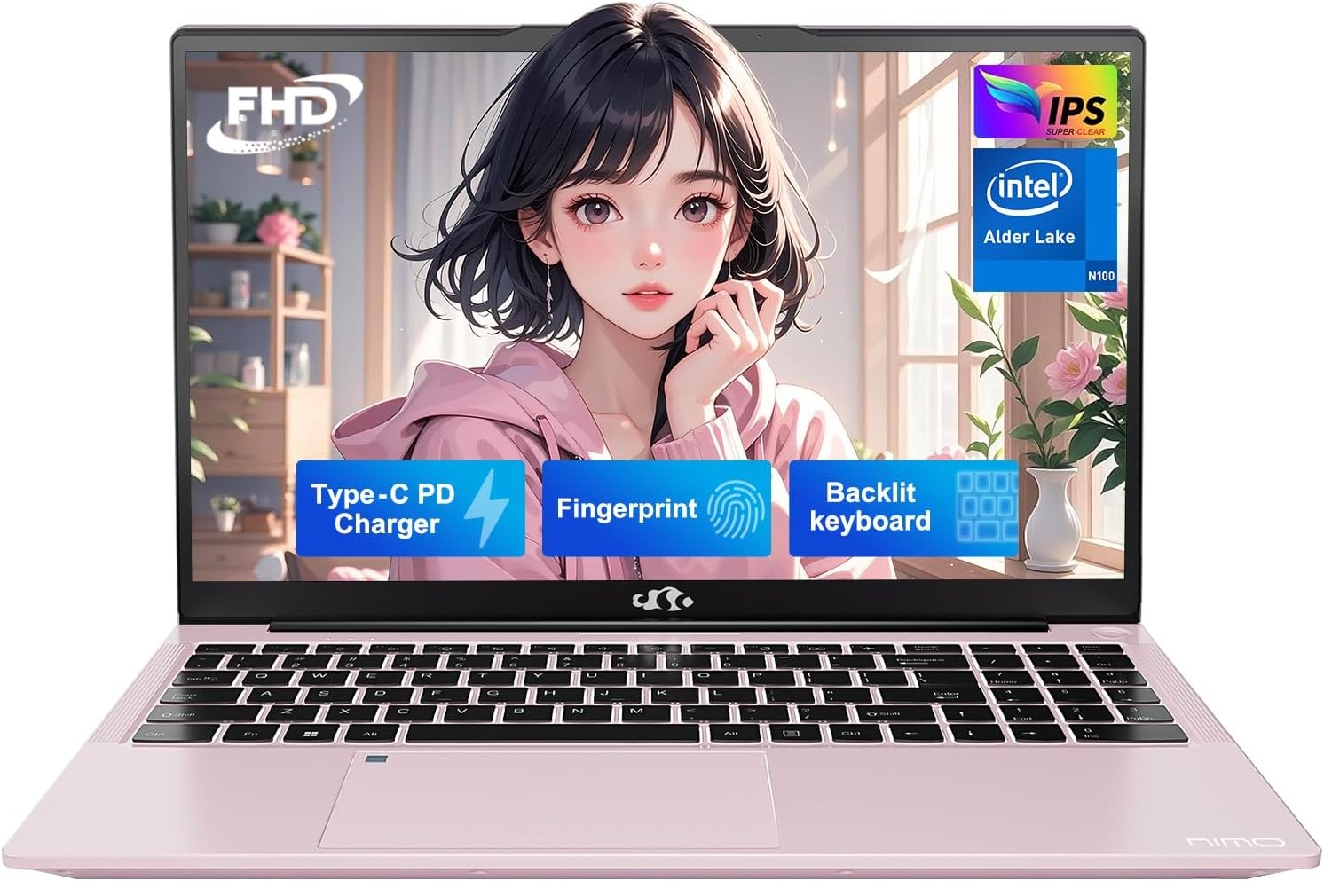 NIMO 15.6″ IPS FHD-Laptop, Intel Pentium Quad Core N100 4GB RAM 128GB SSD