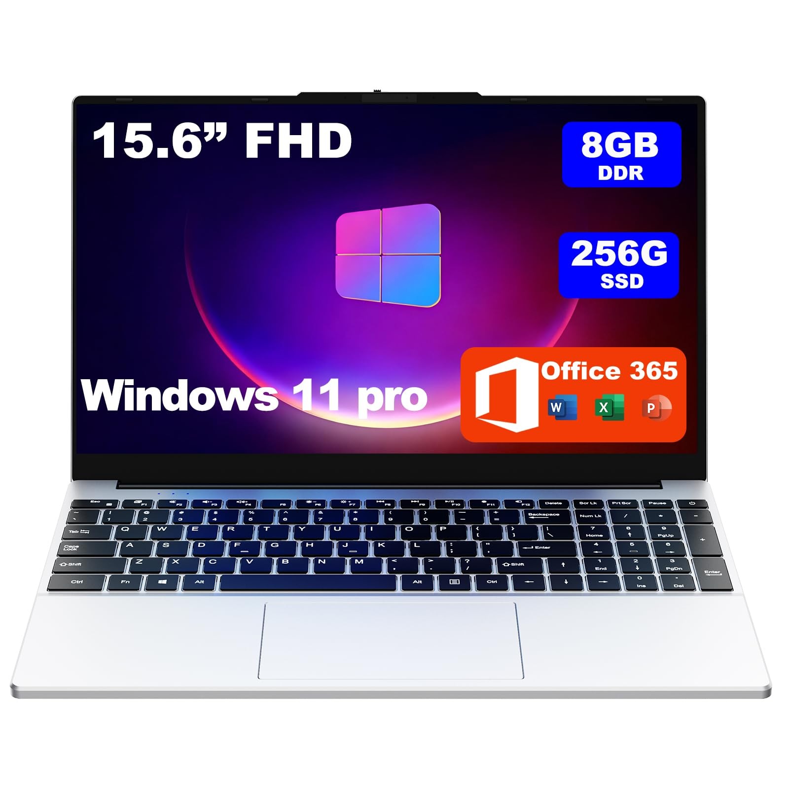 15.6-inch laptop,8GB DDR 256GB SSD expandable to 1TB,portable laptop computer…