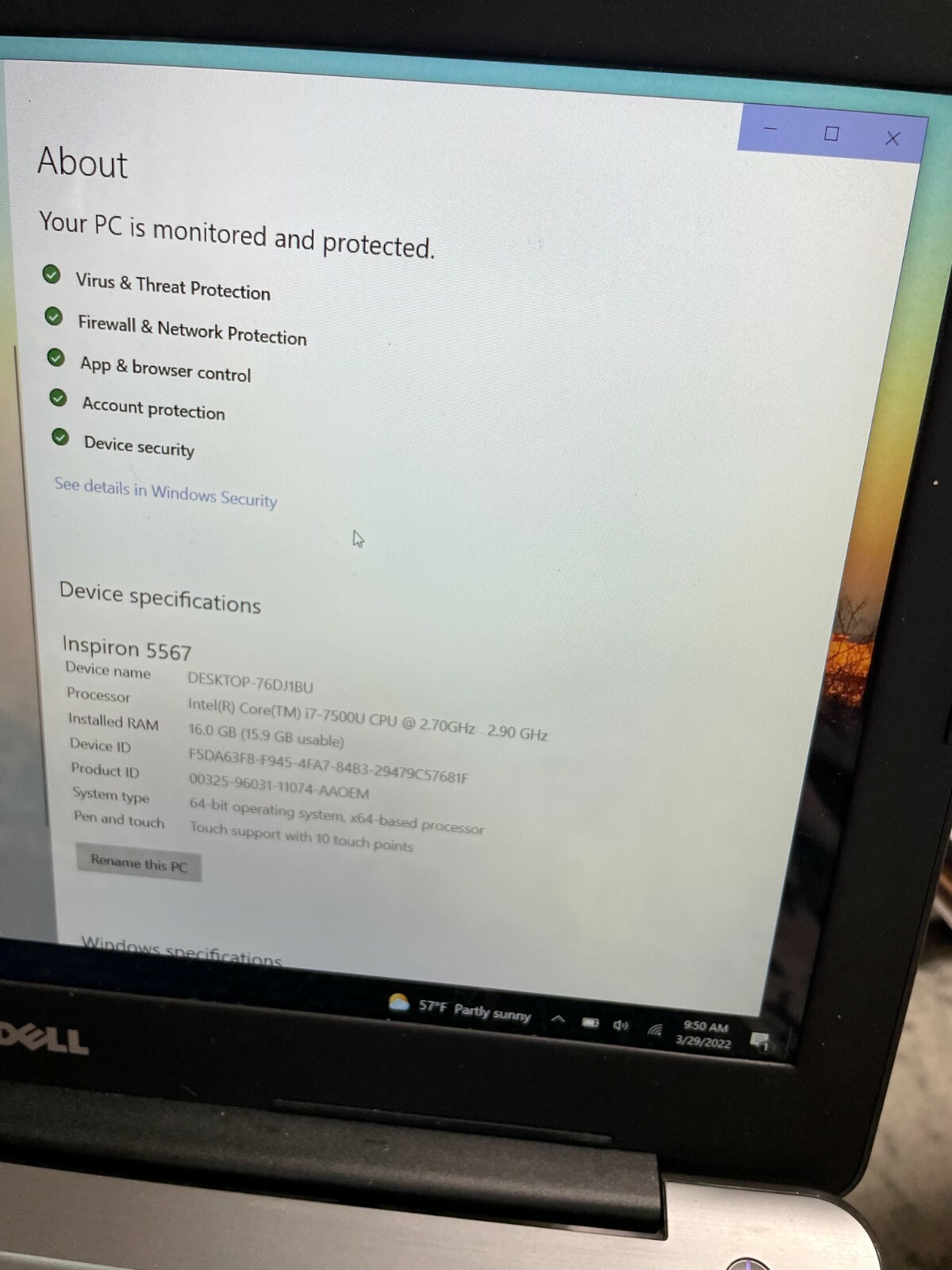 Dell Inspiron 15 5567 15.6″ ‘Slightly Used’ Laptop – i7-7500U CPU – 16GB RAM