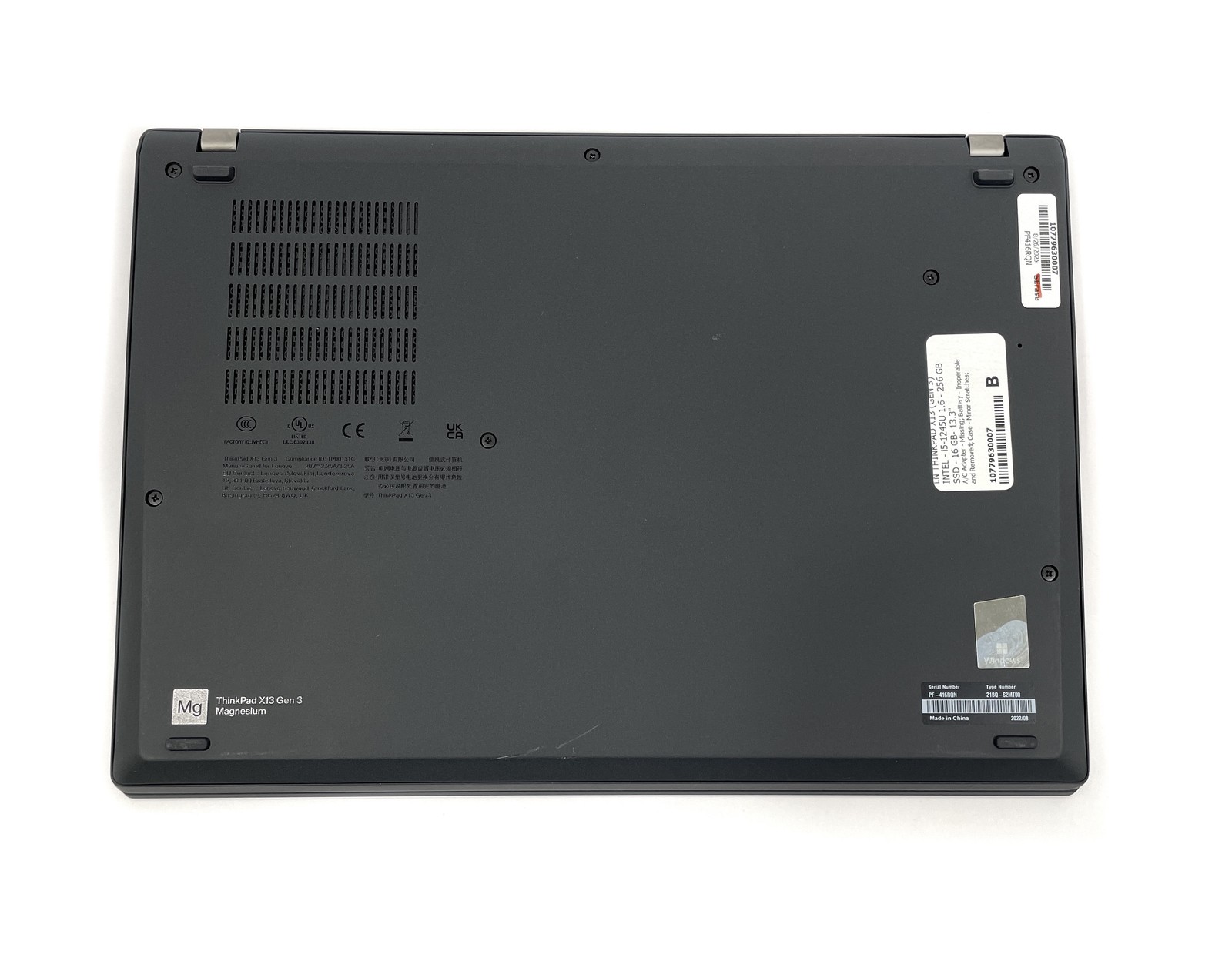 Lenovo ThinkPad X13 Gen 3 Laptop i5-1245U 1.6GHz 256GB SSD 16GB RAM NO OS