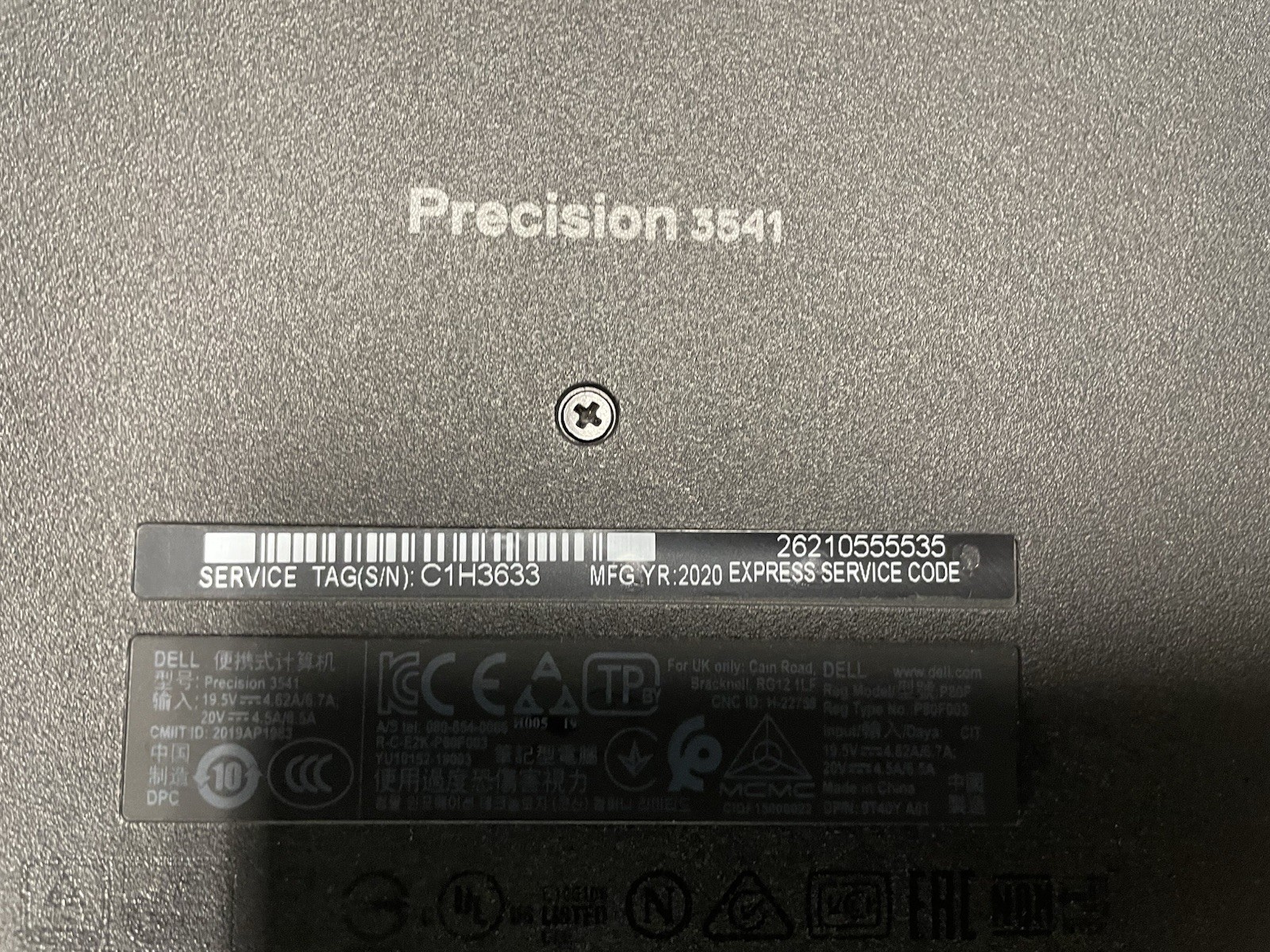 Dell Precision 3541 Mobile Workstation Intel(R) Core(TM)i7-9850H CPU @2.6 GHz 34