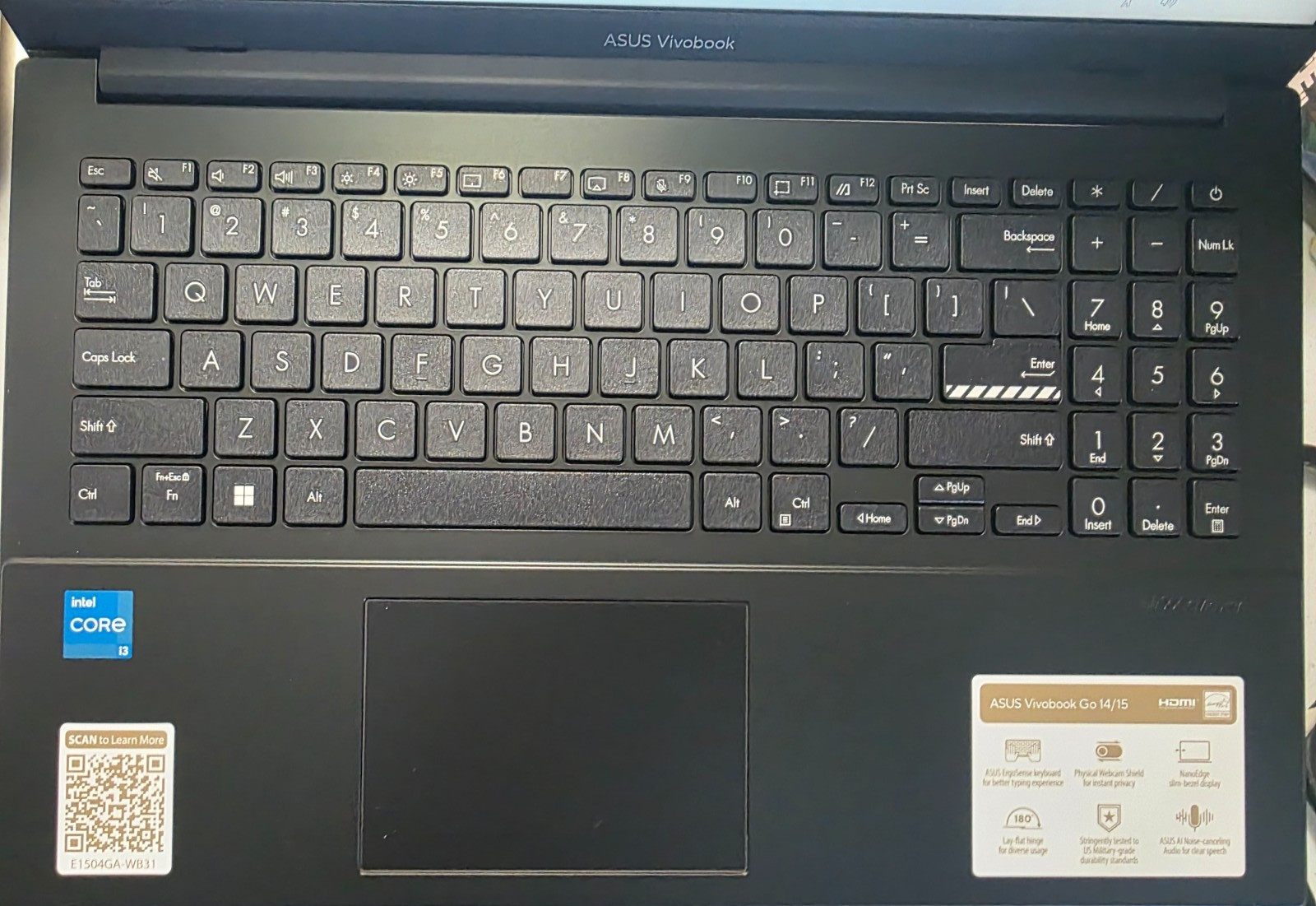 ASUS VivoBook Go 15 E1504G Laptop Intel Core i3-N305 8GB RAM 128GB SSD W11