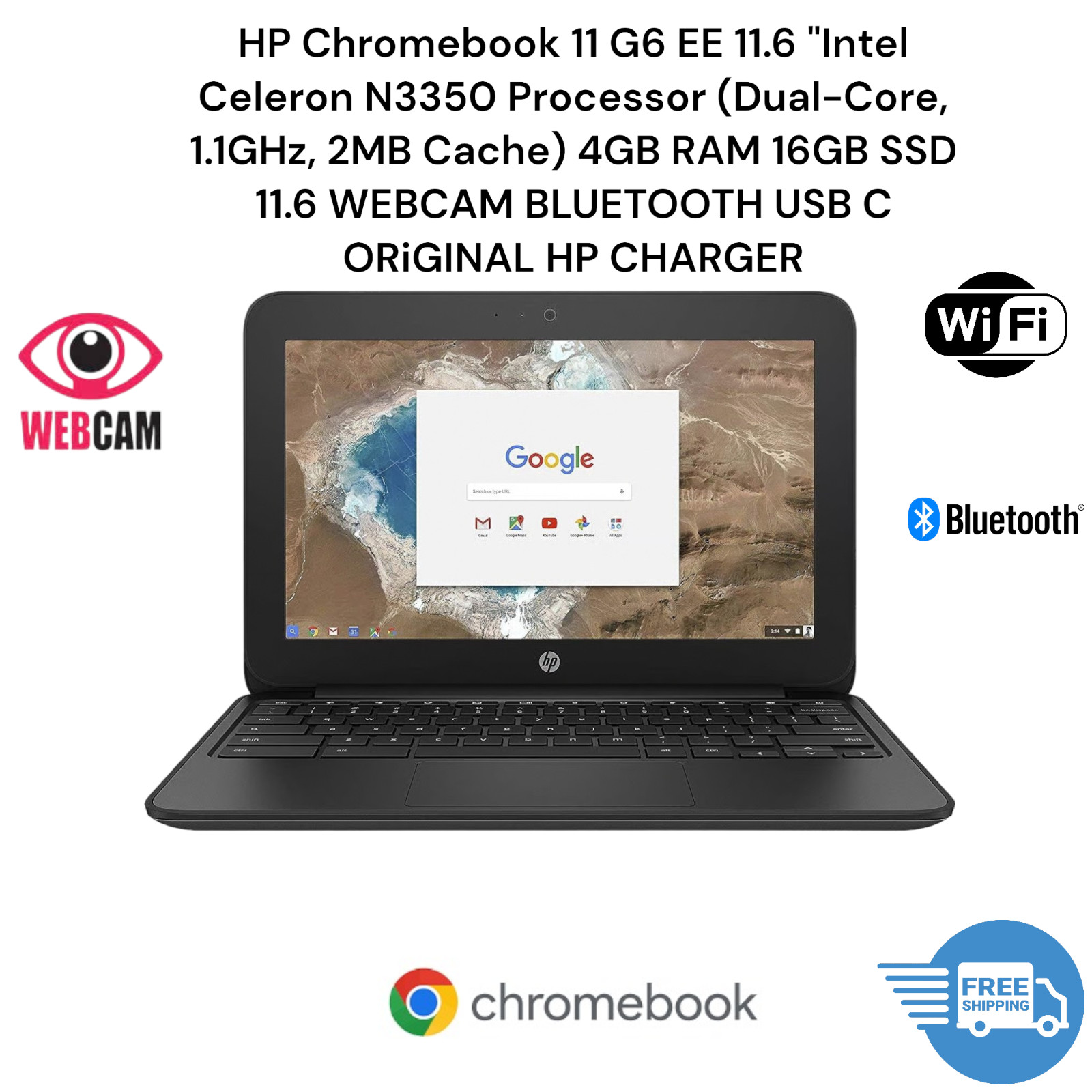 HP LAPTOP Chromebook 11 G6 11.6″ INTEL N3350 1.1GHz 4GB RAM 16GB SSD NOTEBOOK