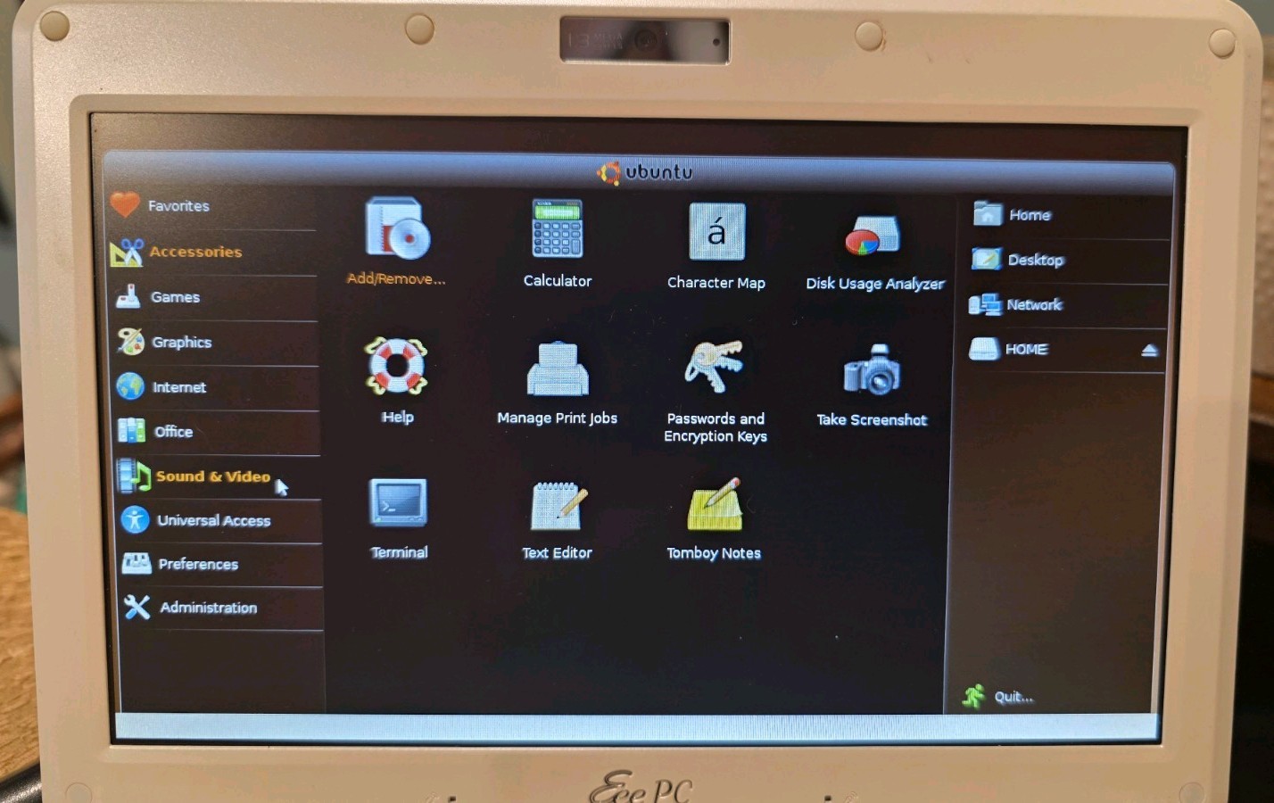 Asus EeePC 901 10” Retro Netbook Laptop Wifi Office Webcam SSD Linux WORKING