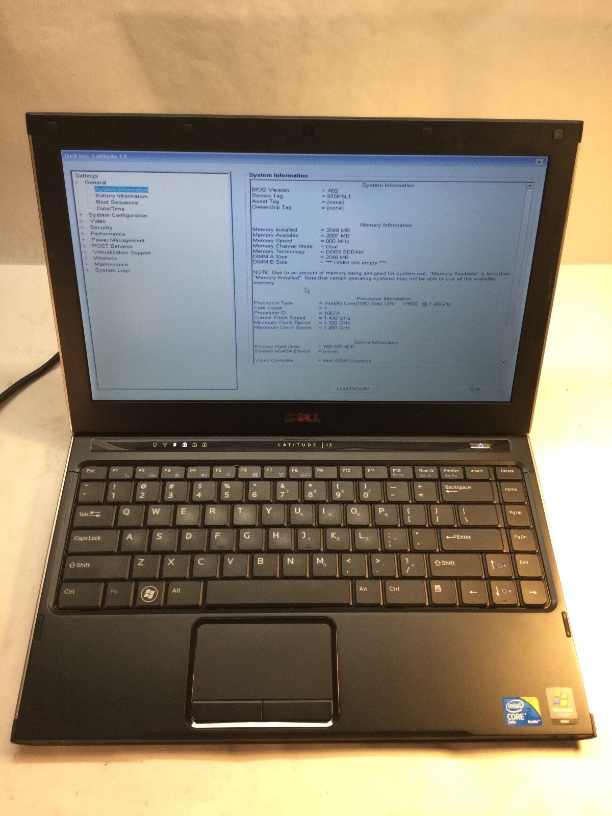 Dell Latitude 13 13″ Laptop Intel Core 2 Solo U3500 -BOOTS TO BIOS – MZ
