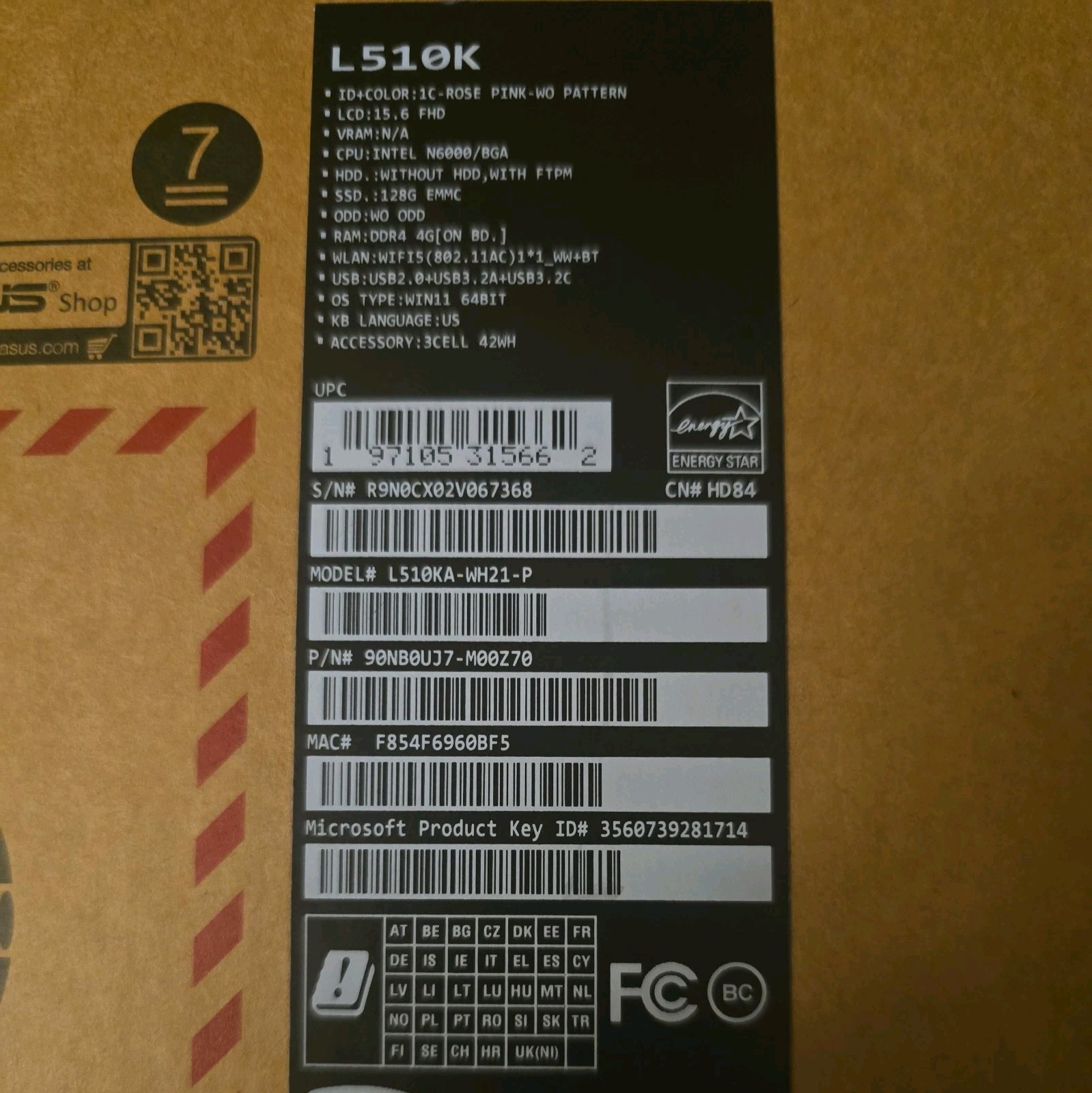 Asus Pentium N6000 15.6” Full HD IPS Display Laptop 4GB RAM 128GB eMMC WIN11