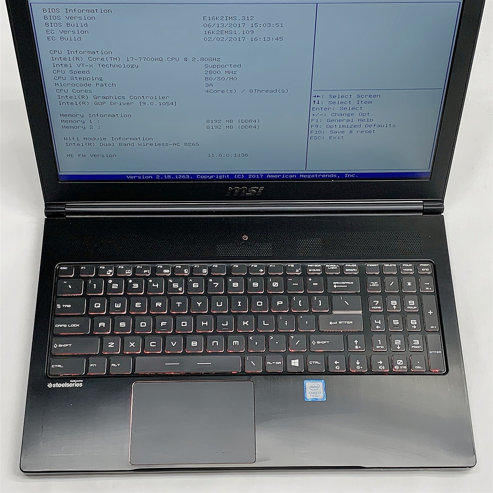 MSI MS-16K2 Gaming Laptop Intel i7 7700HQ 2.80GHZ 15.6″ FHD 16GB NO HDD GTX 1060
