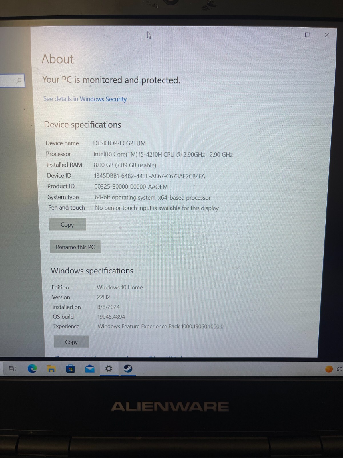 Alienware 15 r2 Gaming Laptop i5-4210H 8GB RAM NVIDIA GFX, black with case