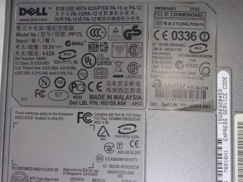 DELL LATITUDE D530 PP17L Laptop Intel CORE2 DUO T7250 2GB SEE NOTES