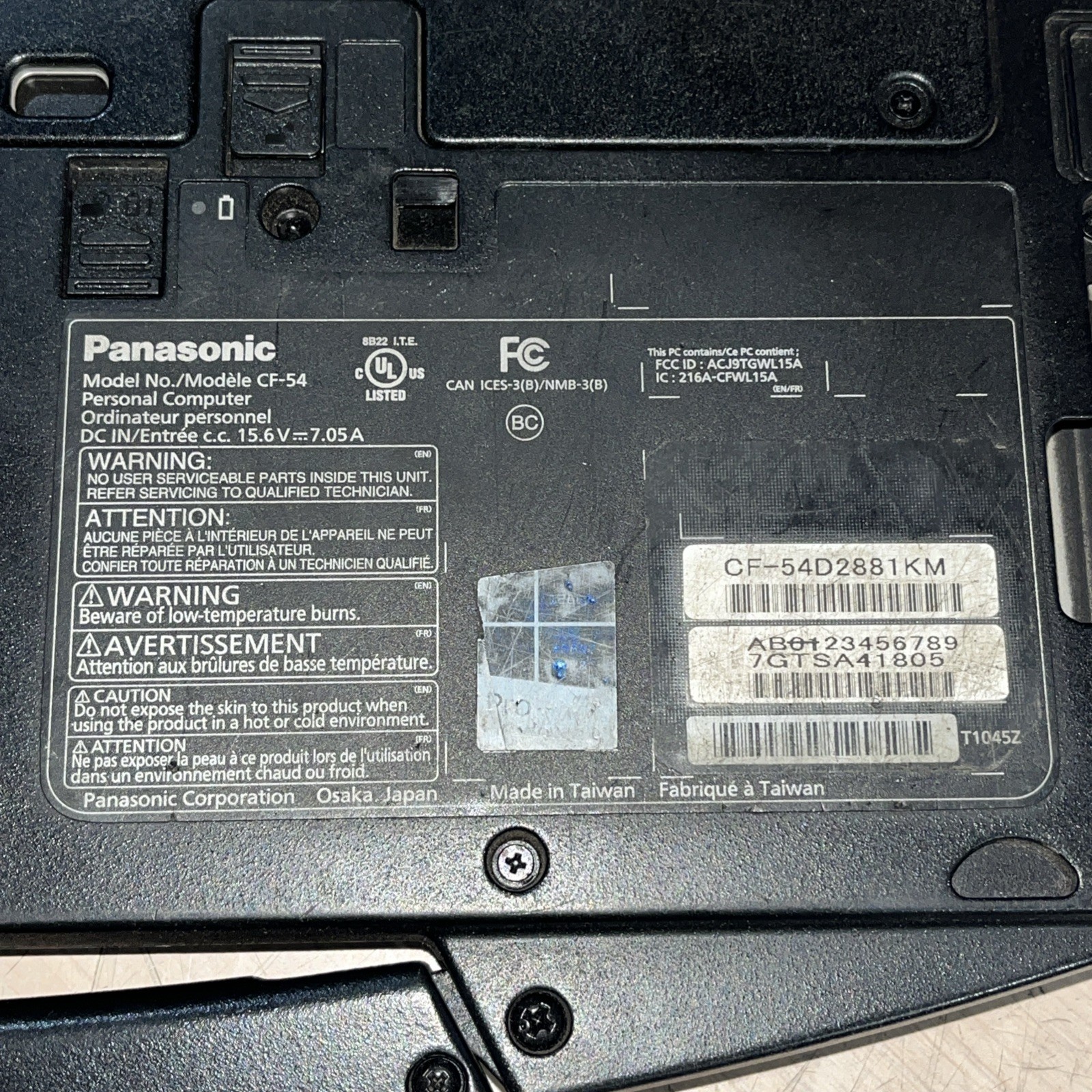 PANASONIC CF-54 INTEL CORE I5 6TH GEN 8GB RAM NO HD *
