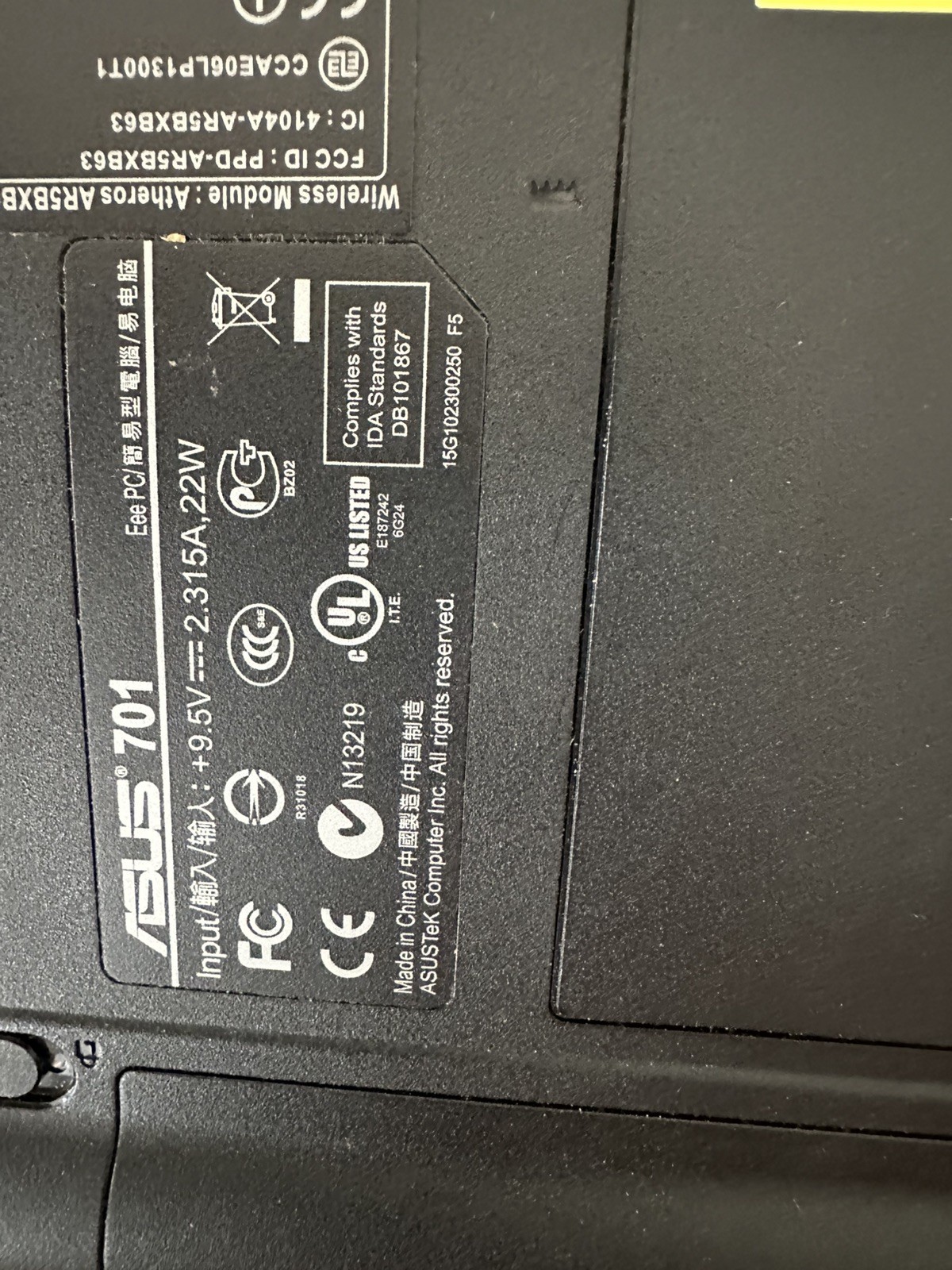 ASUS Eee PC 701 4G Working complete with new power supply 4GB SSD