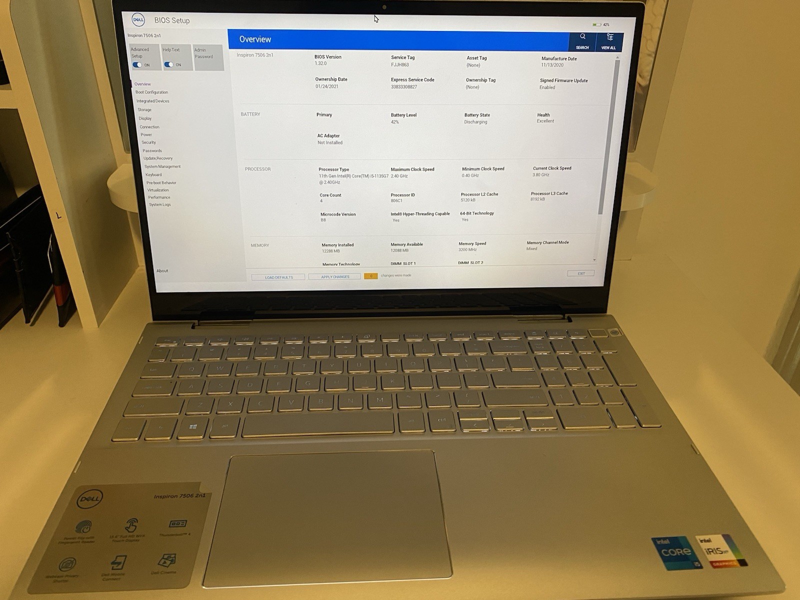 dell inspiron 7506 2-in-1 (Charger included)