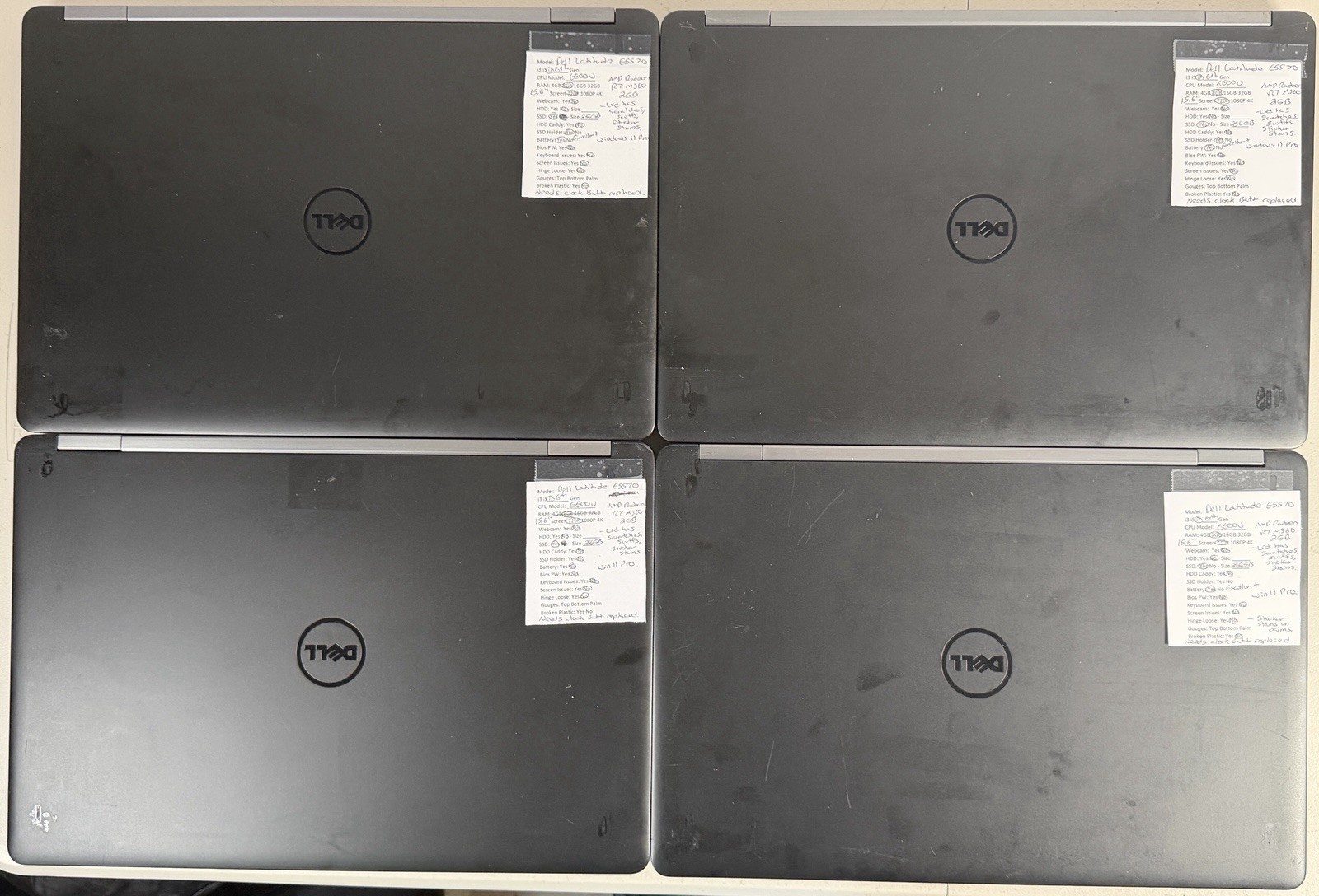 Lot of 6 Dell Latitude E5570 i7-6600U 8GB 256GB SSD Radeon R7 Win11P No Chargers
