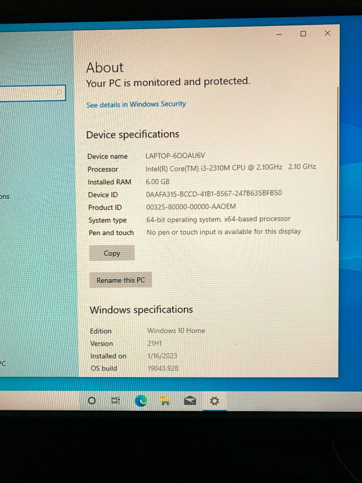 HP Pavilion DM4 2015dx Intel i3 for PARTS/Repair Works 6GB/600GB Windows 10