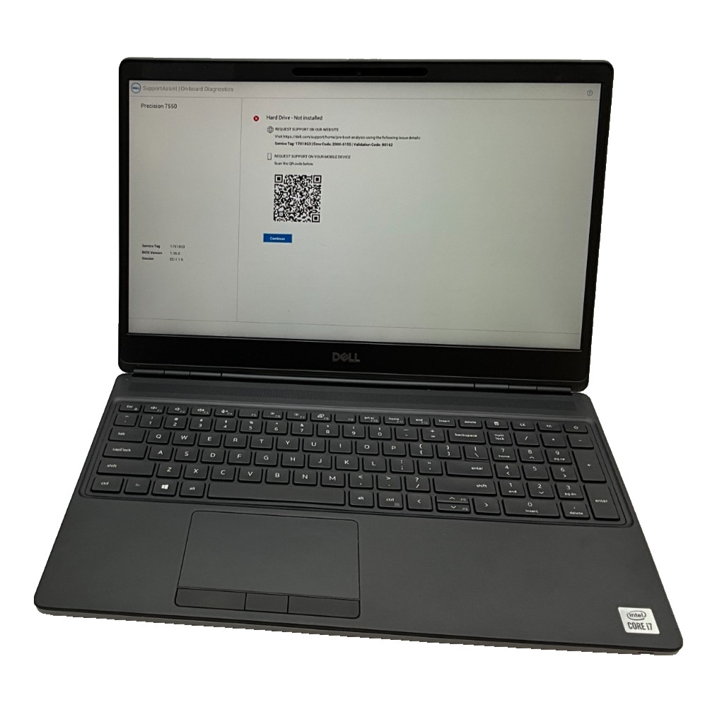 DELL Precision 7550 i7-10750H 2.70gh 32gb NO DRIVE T1000 15.6″ LAPTOP 17X18G3
