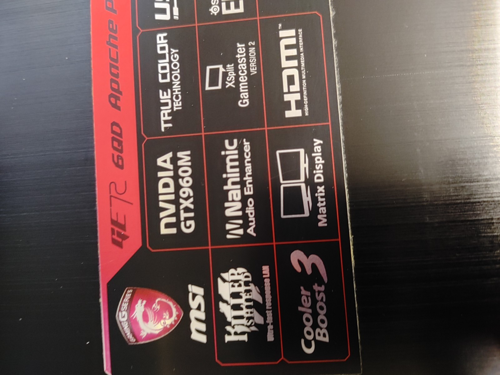 MSI GE72 6QD Apache Pro Core i7-6700HQ@2.60GHz, 8GB RAM , NO SSD FOR PARTS