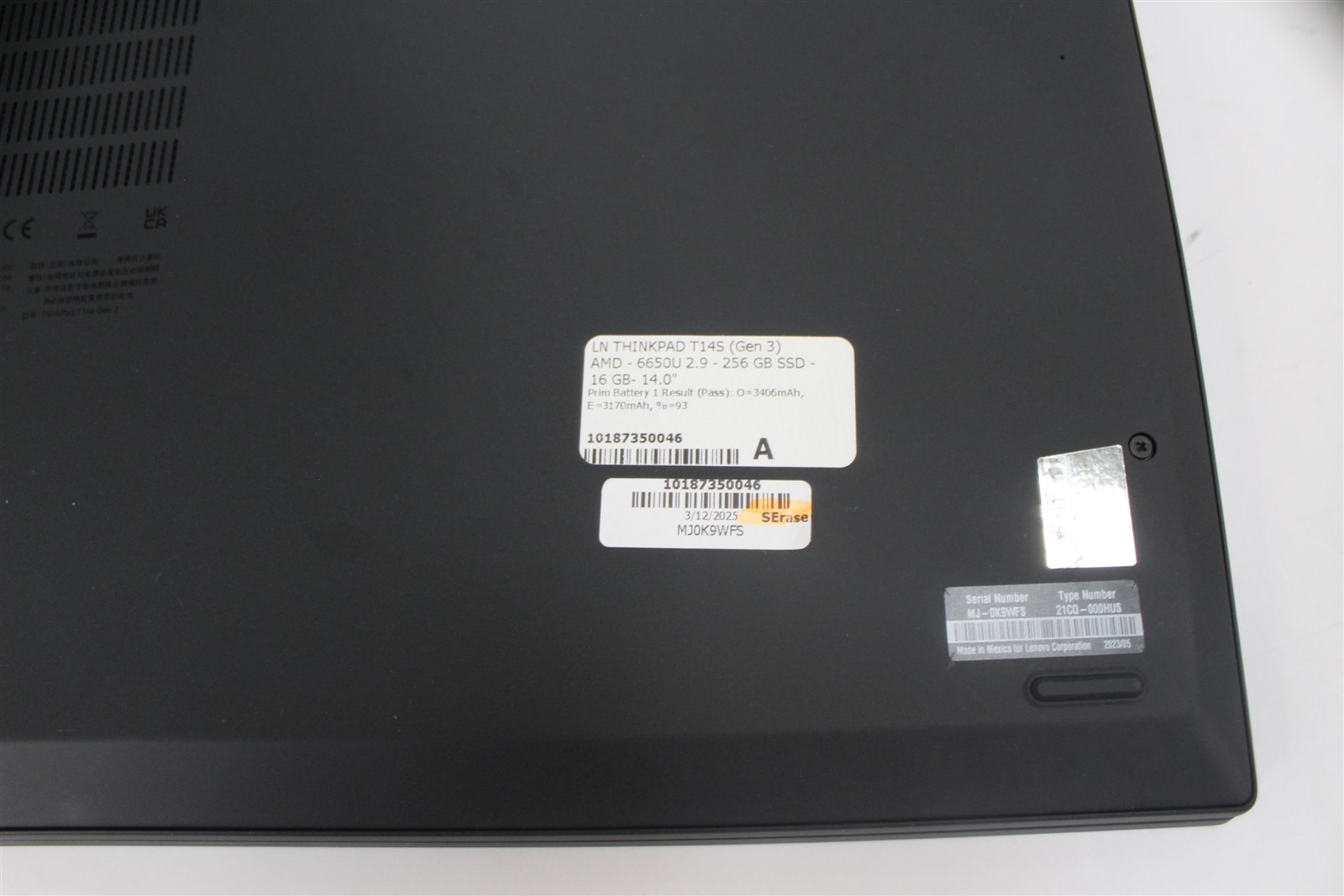 Lenovo ThinkPad T14s Gen 3 2022 14” Ryzen 5 Pro 6650U 2.9GHz 16GB 256GB SSD