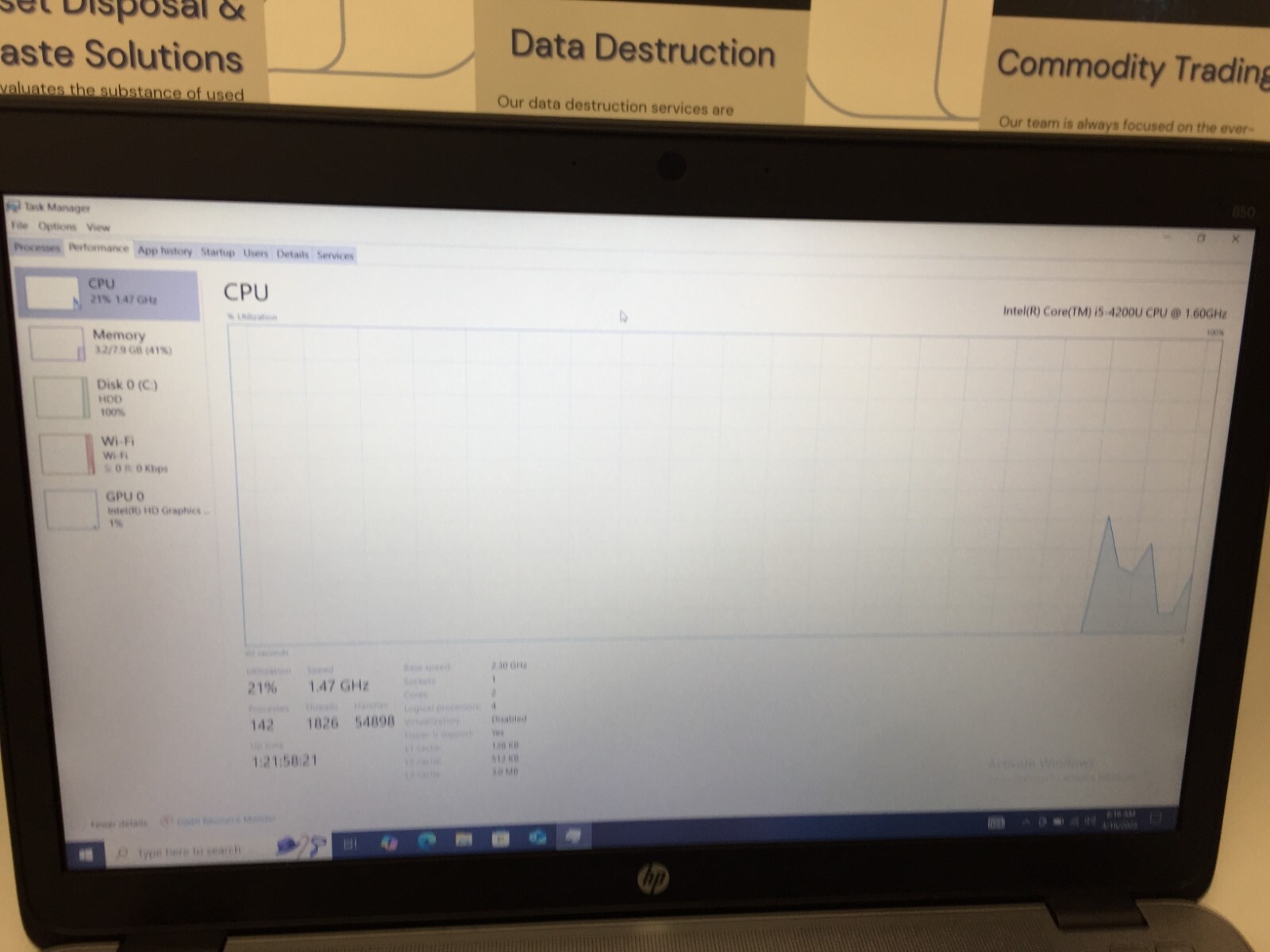 HP Elitebook 850 G1 Core i5-4th gen 8GB RM 1TB HHD 1.60 GHZ WIN 10 PRO