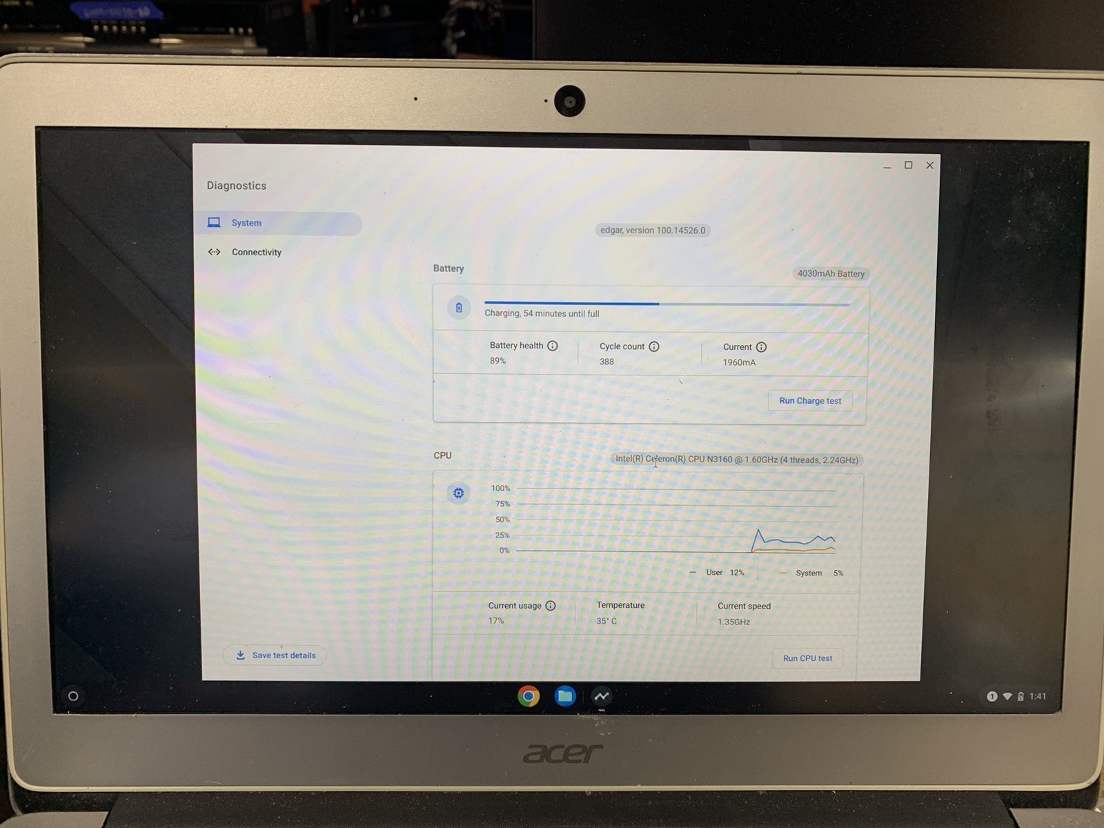 Acer Chromebook 14 N16P1 14″ Laptop Intel Celeron-N3160@1.60GHz 4GB RAM ChromeOS