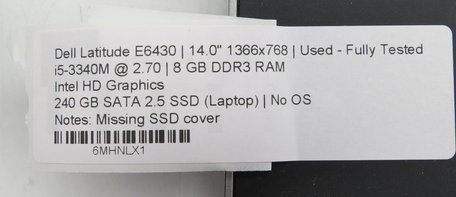 Dell Latitude E6430/14.0″ i5-3340M@2.70GHz/8GB RAM/240GB SSD/No OS *READ*