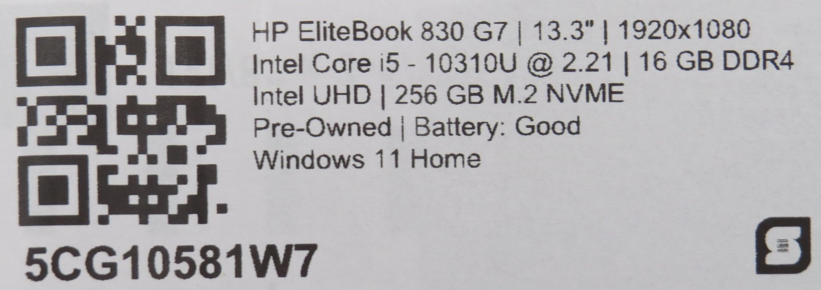 HP Elitebook 830 G7 | i5-10310U @ 1.7GHz | 16GB DDR4 | 256GB m2 | 13″ | Win 11