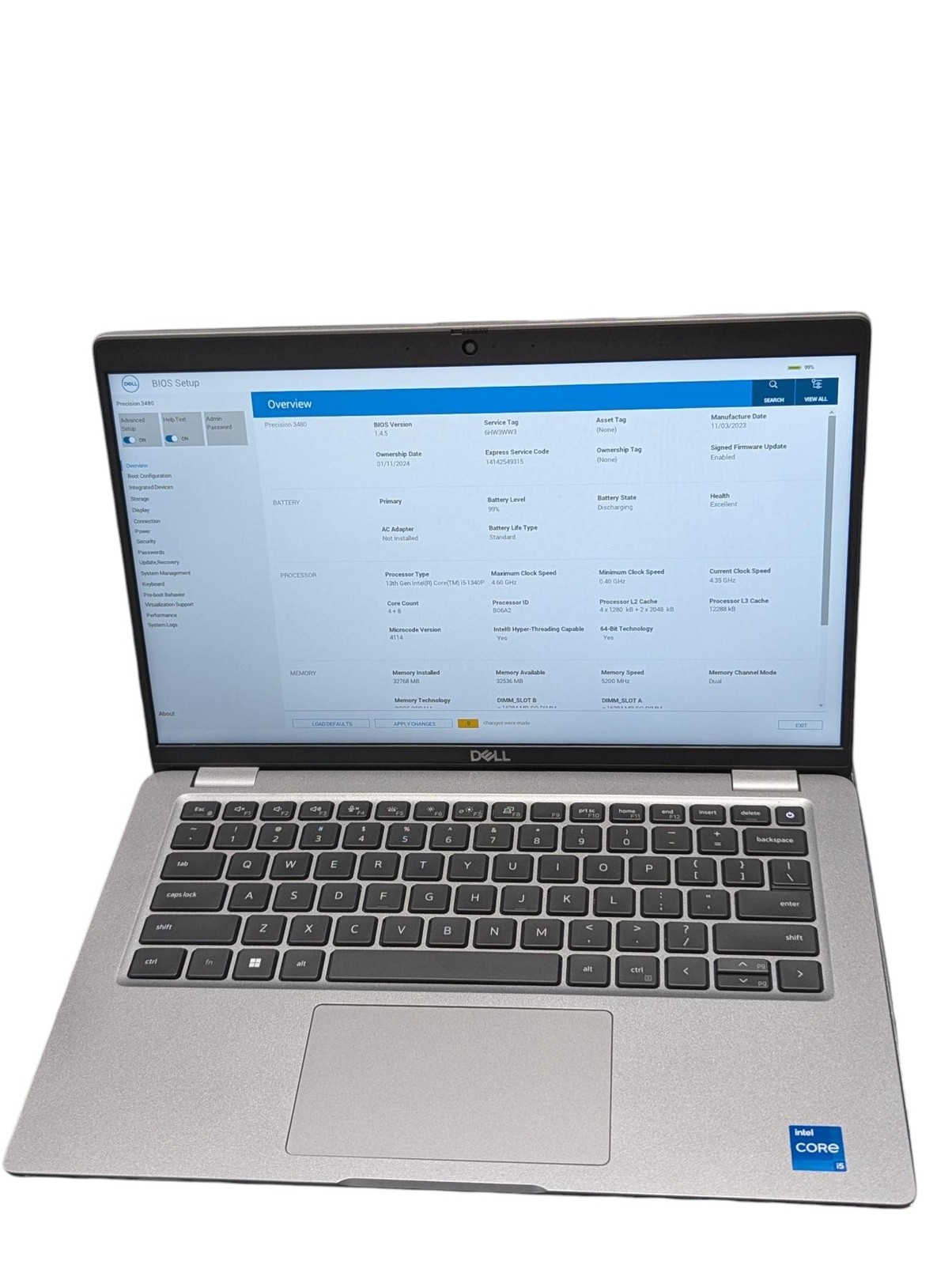 Dell Precision 3480 14″ i5-1340P 32GB RAM 512GB SSD- Grade C Low Battery