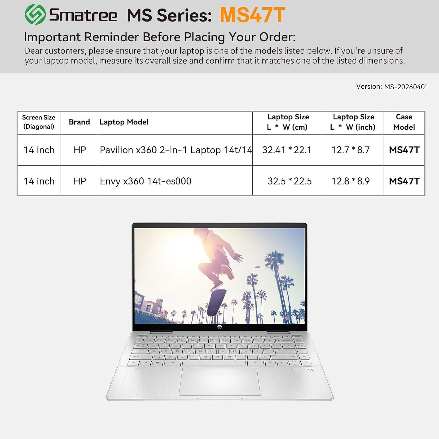 MS47T Hard EVA Protective Sleeve Case with Stand for 14 inch HP Pavilion x360 2-