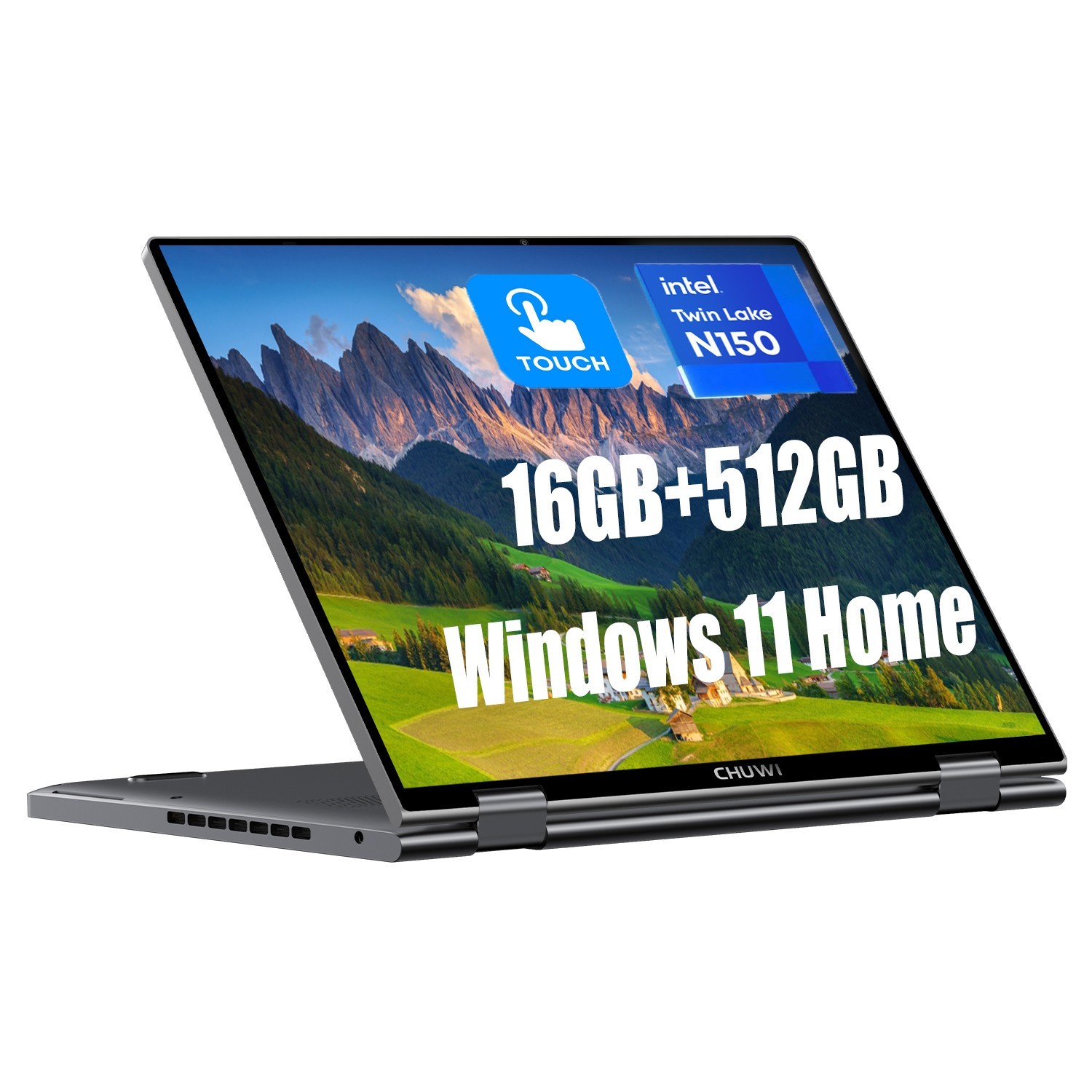 CHUWI 10.51” MiniBook X Windows 11 Laptop LPDDR5 16GB 512GB SSD Intel N150