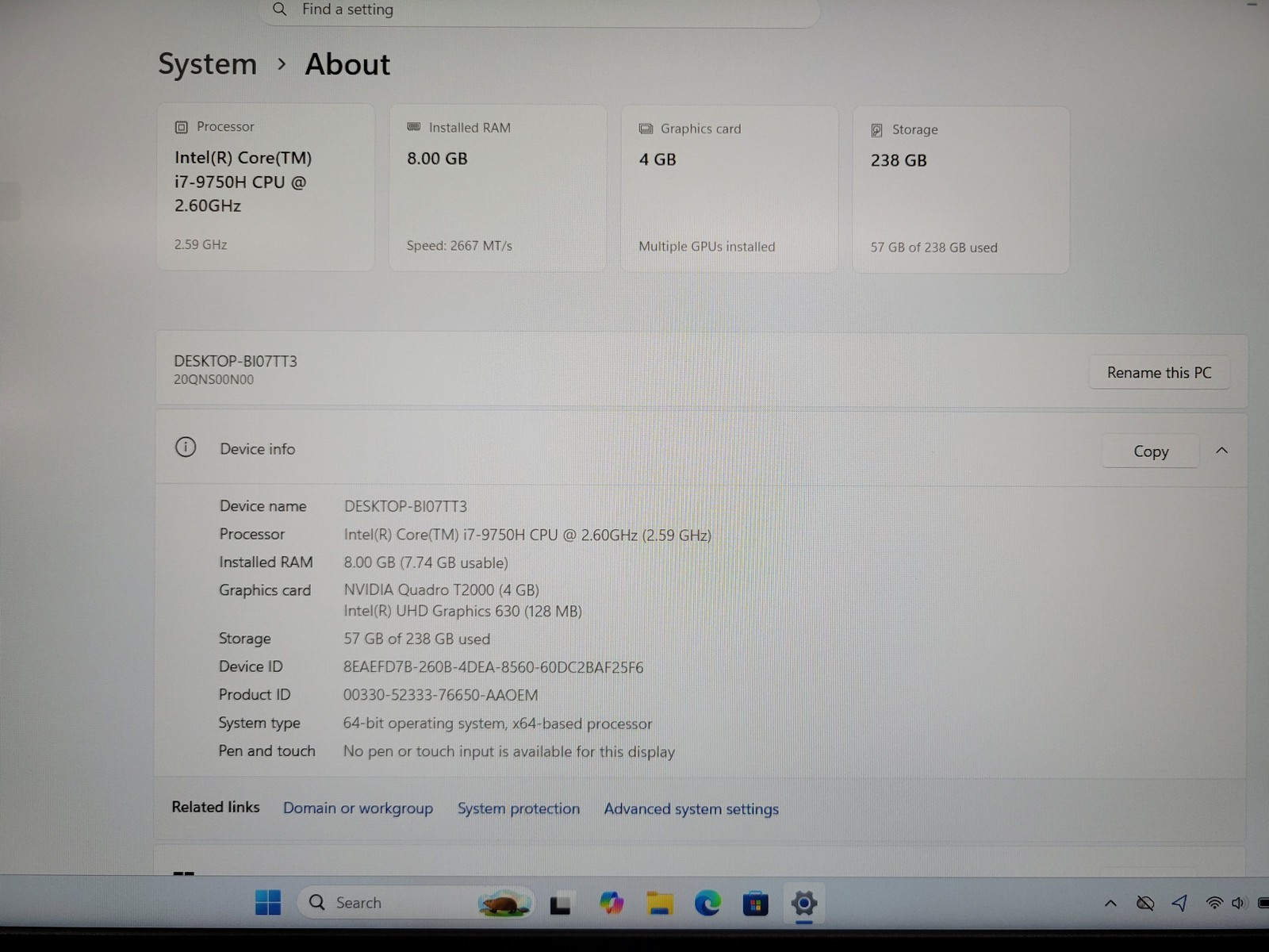 Lenovo ThinkPad P53 15.6″ i7-9750H@2.60GHz 8GB RAM 256GB SSD Win 11 Pro – LP17A