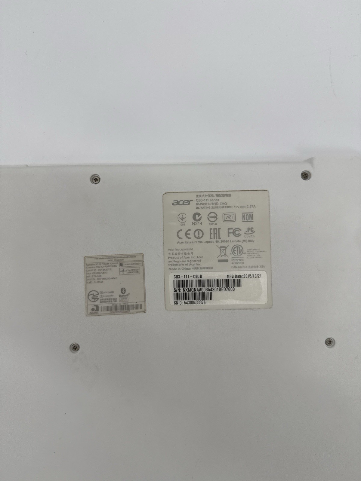 Acer CB3-111-C8U Chromebook 11.6″ Intel Celeron White Built-in Webcam